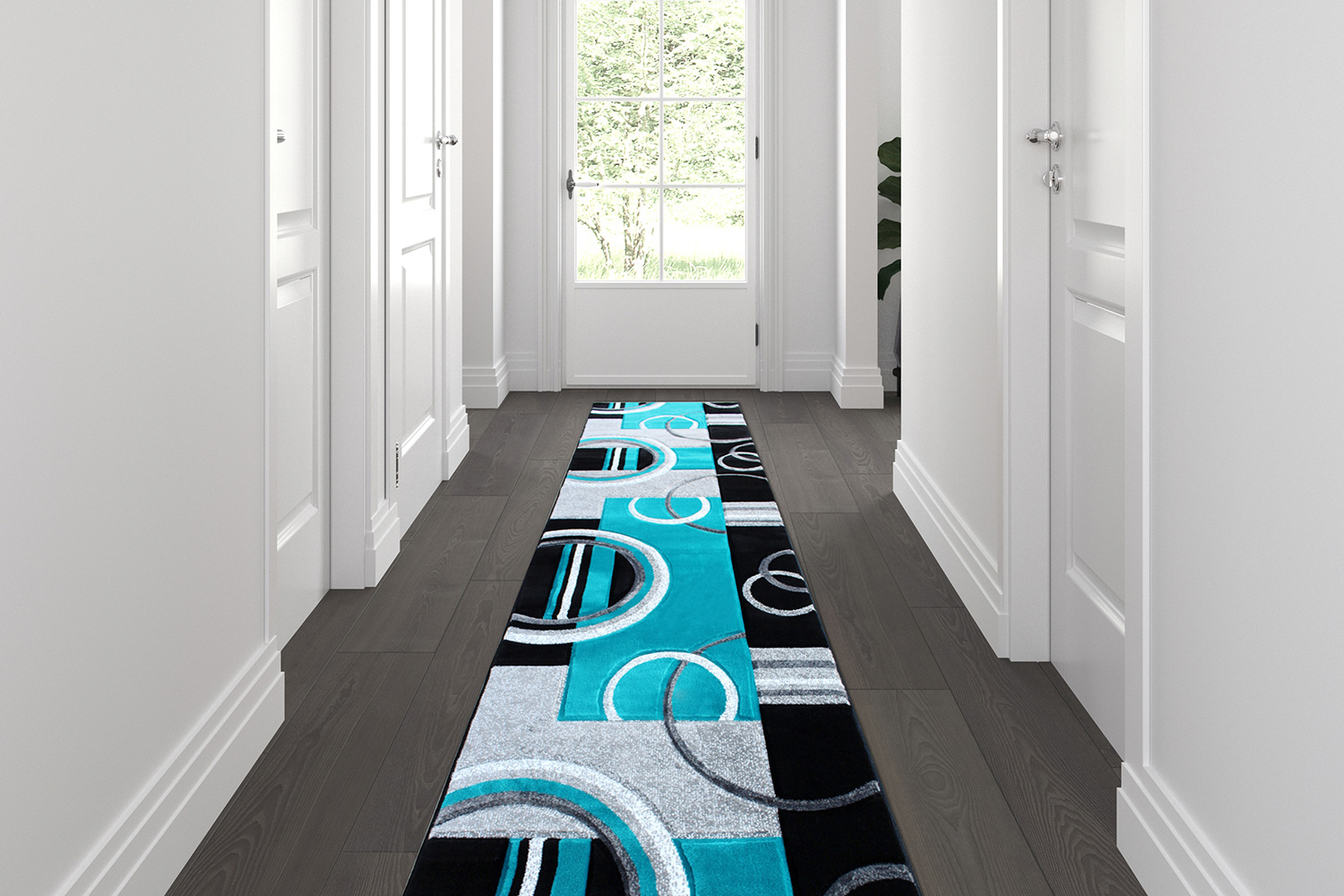 BLNK Audra Collection Abstract Olefin Area Rug with Jute Backing