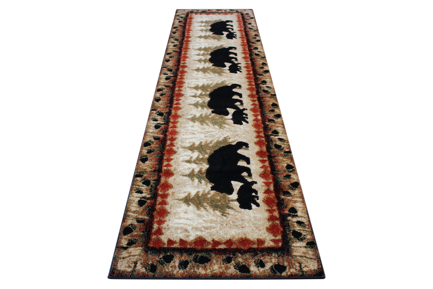 BLNK Ursus Collection Rustic Lodge Wandering Black Bear and Cub Area Rug with Jute Backing - 3'W x 10'L