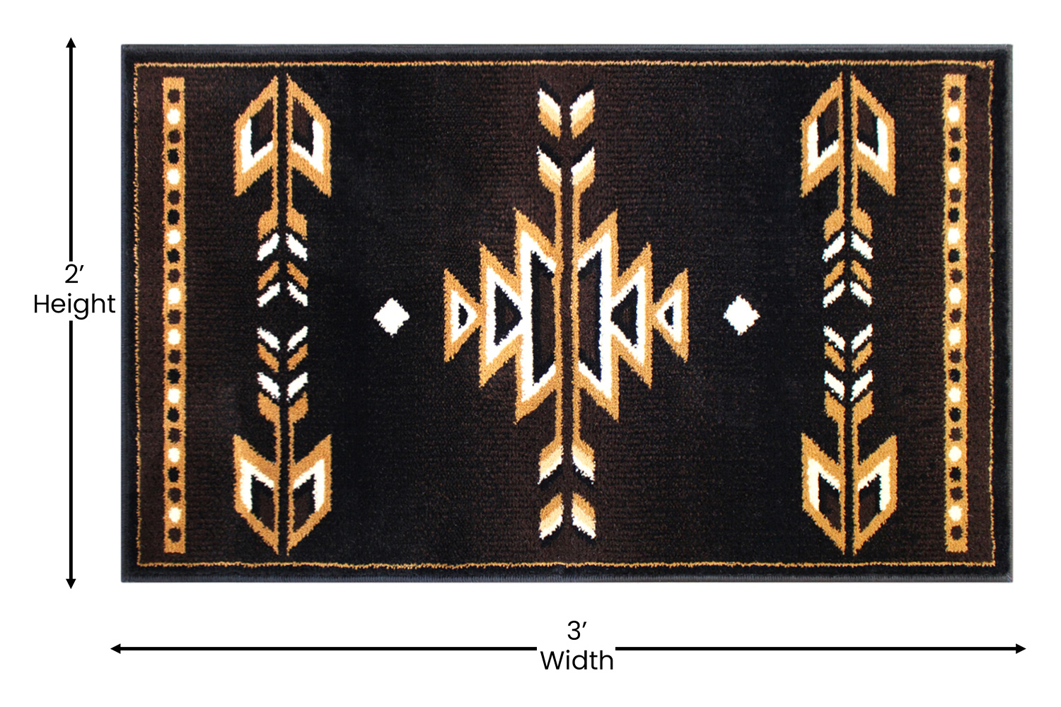 BLNK Amado Collection Southwestern Style Olefin Accent Area Rug with Jute Backing - Brown, 2'W x 3'L