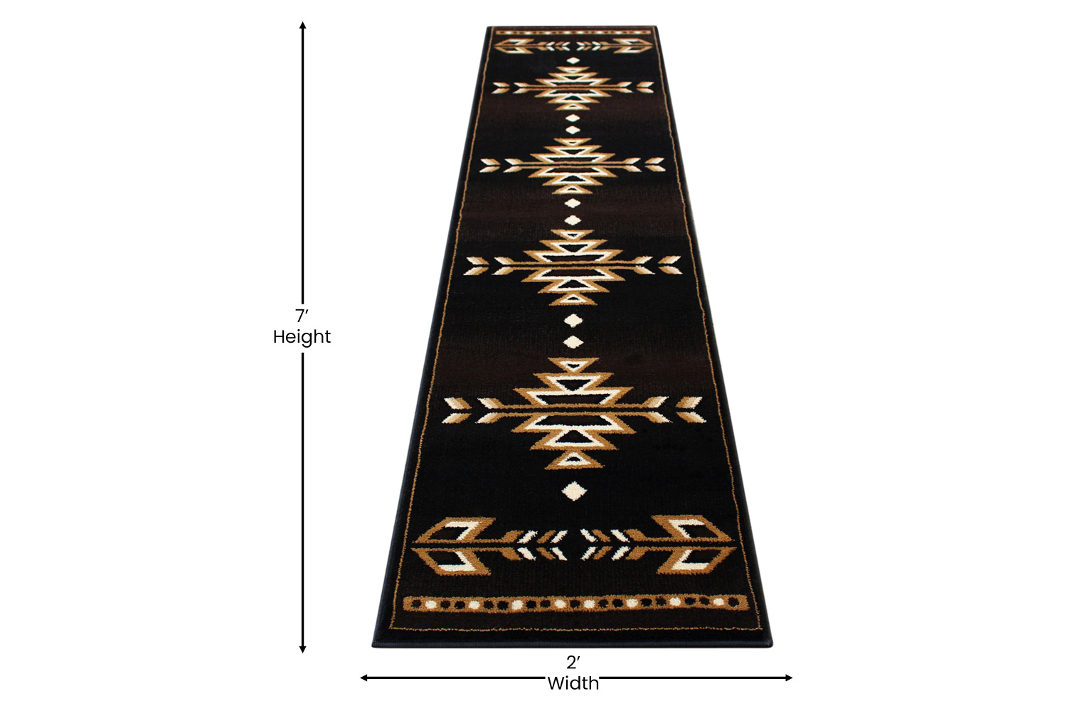 BLNK™ Amado Collection Southwestern Style Olefin Accent Area Rug with Jute Backing - Brown, 2'W x 7'L