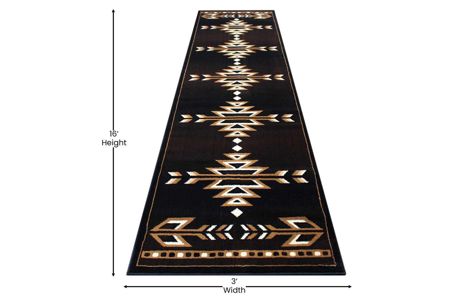 BLNK Amado Collection Southwestern Style Olefin Accent Area Rug with Jute Backing - Brown, 3'W x 16'L