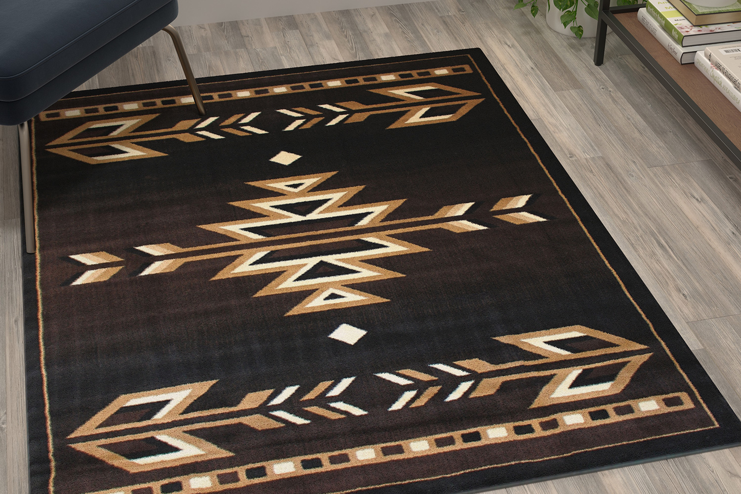 BLNK™ Amado Collection Southwestern Style Olefin Accent Area Rug with Jute Backing - Brown, 4'W x 5'L