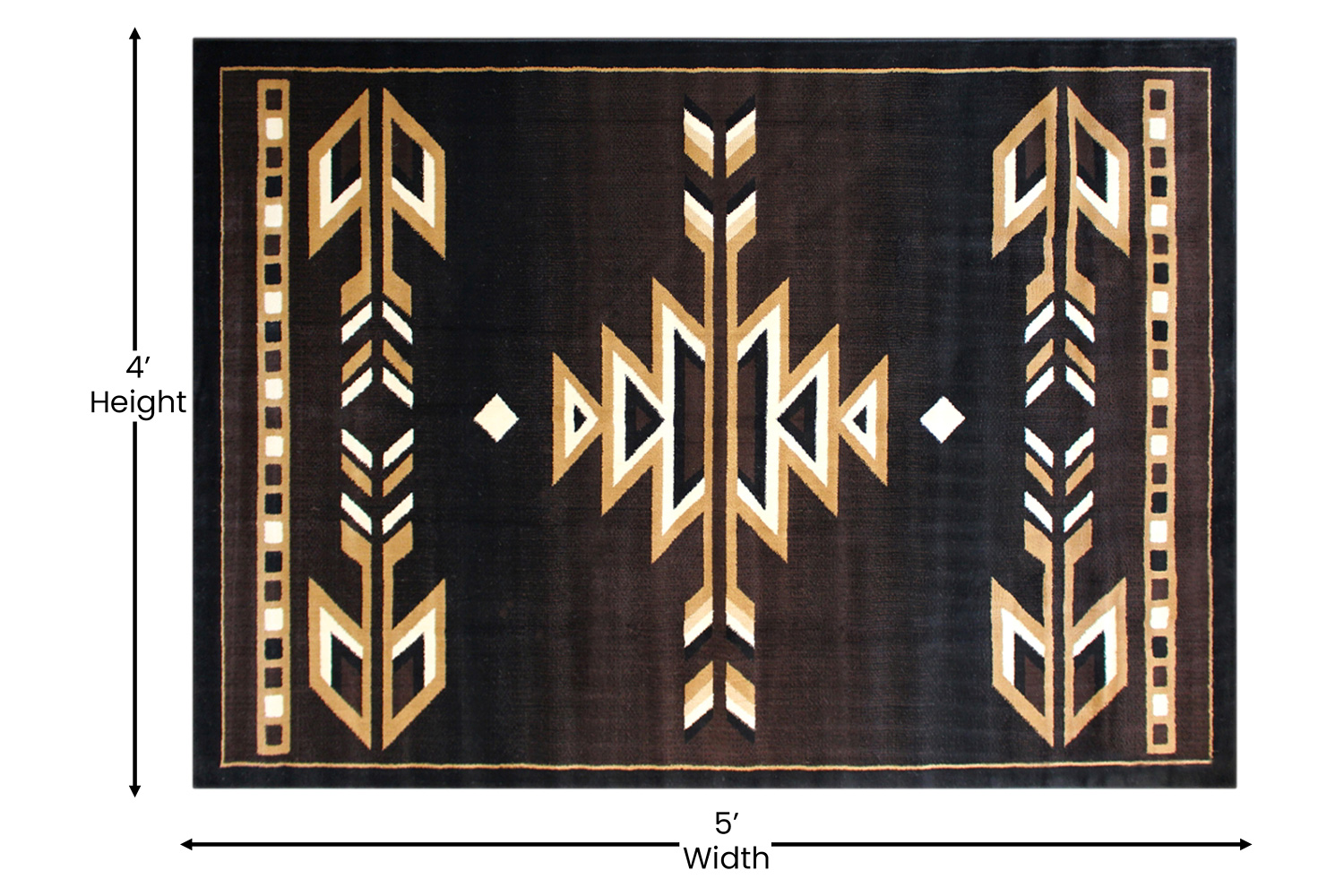 BLNK™ Amado Collection Southwestern Style Olefin Accent Area Rug with Jute Backing - Brown, 4'W x 5'L