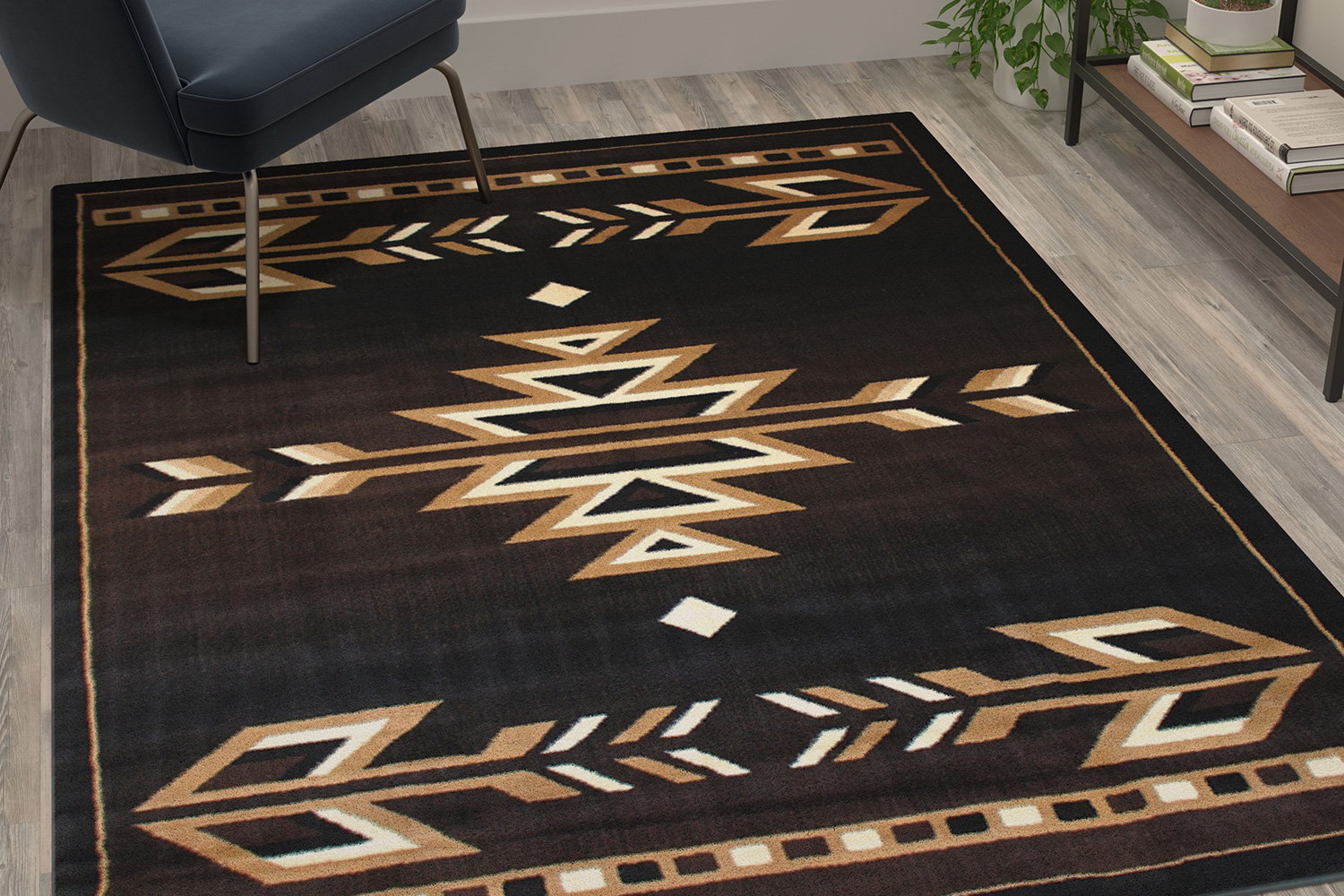 BLNK™ Amado Collection Southwestern Style Olefin Accent Area Rug with Jute Backing - Brown, 5'W x 7'L