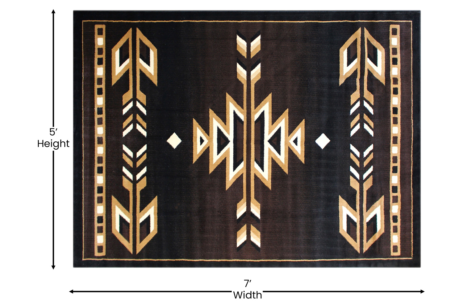 BLNK™ Amado Collection Southwestern Style Olefin Accent Area Rug with Jute Backing - Brown, 5'W x 7'L