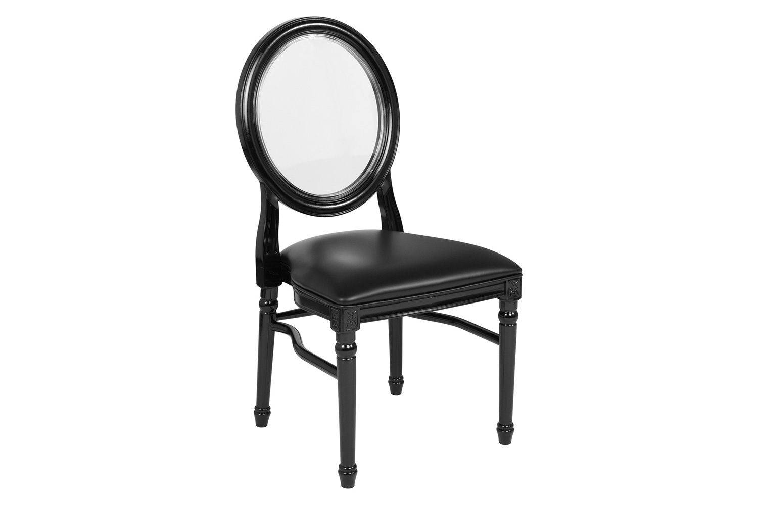 BLNK - HERCULES Series Vinyl King Louis Chair with Transparent Back, Black Seat and Black Frame