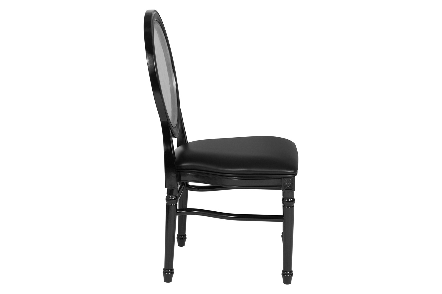 BLNK - HERCULES Series Vinyl King Louis Chair with Transparent Back, Black Seat and Black Frame