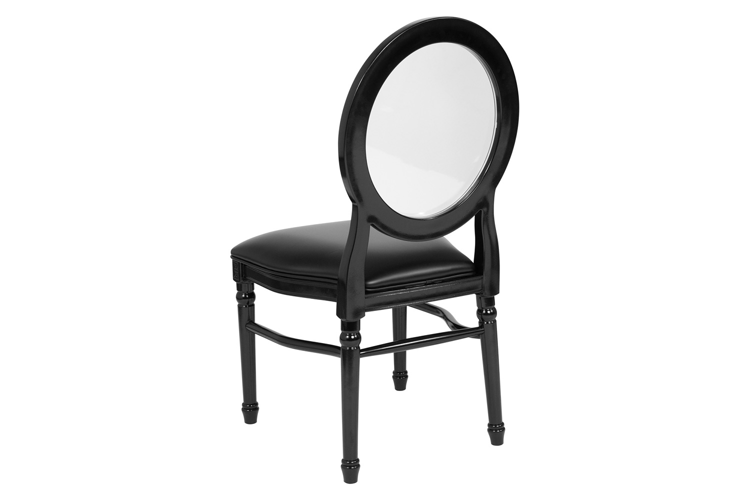 BLNK - HERCULES Series Vinyl King Louis Chair with Transparent Back, Black Seat and Black Frame