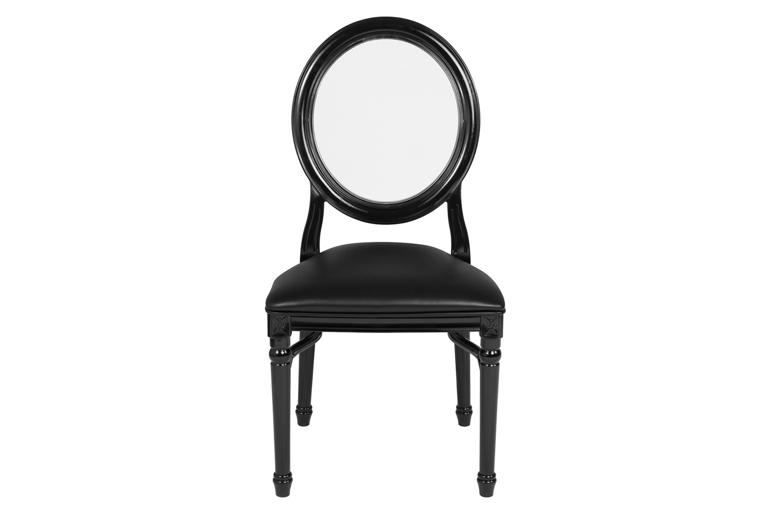 BLNK - HERCULES Series Vinyl King Louis Chair with Transparent Back, Black Seat and Black Frame