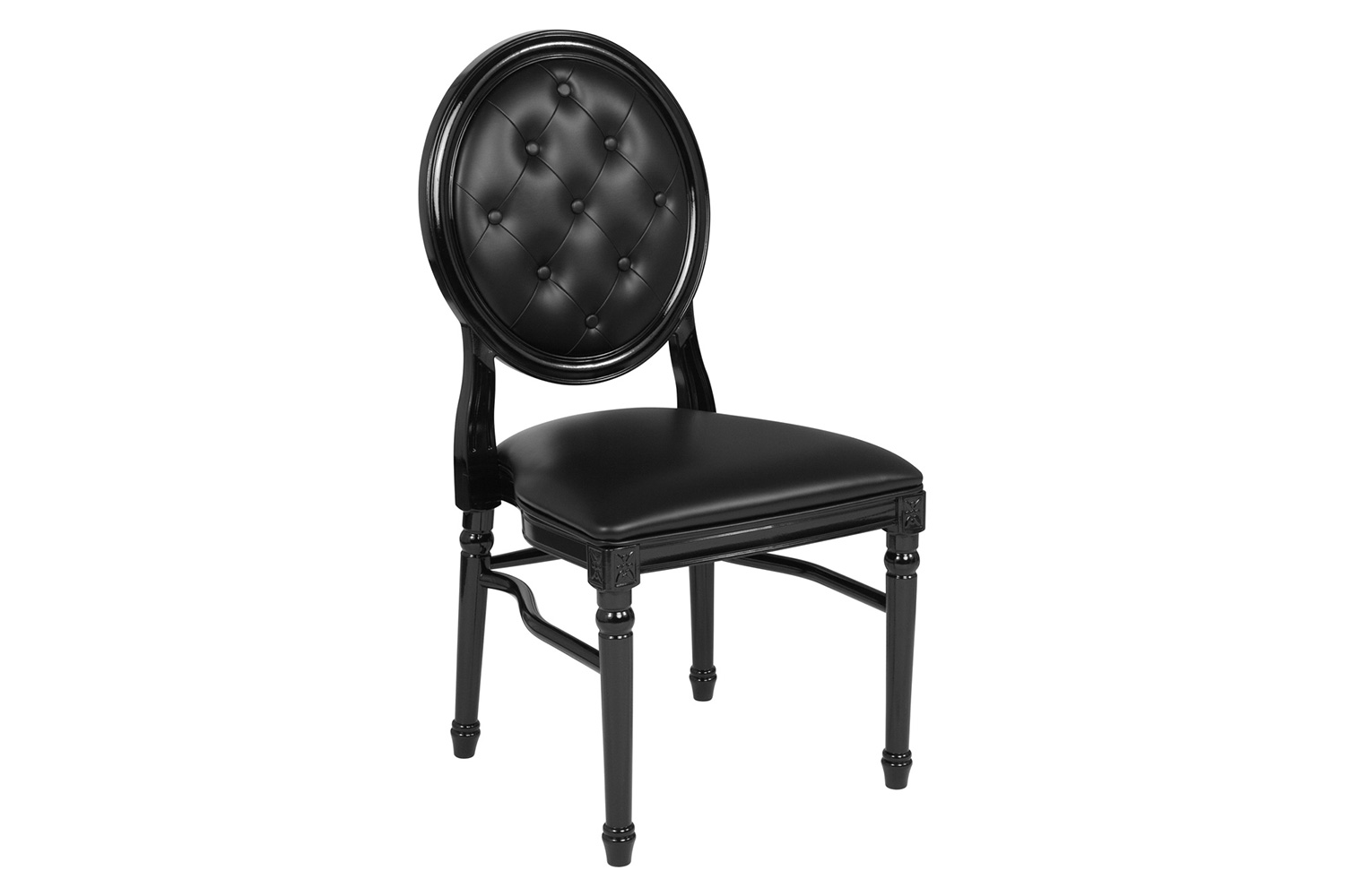 BLNK - HERCULES Series Vinyl King Louis Chair with Tufted Back, Black Seat and Black Frame