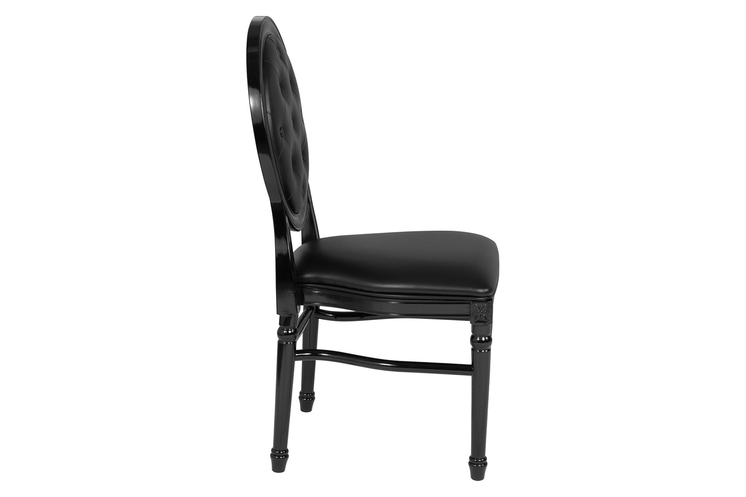 BLNK - HERCULES Series Vinyl King Louis Chair with Tufted Back, Black Seat and Black Frame