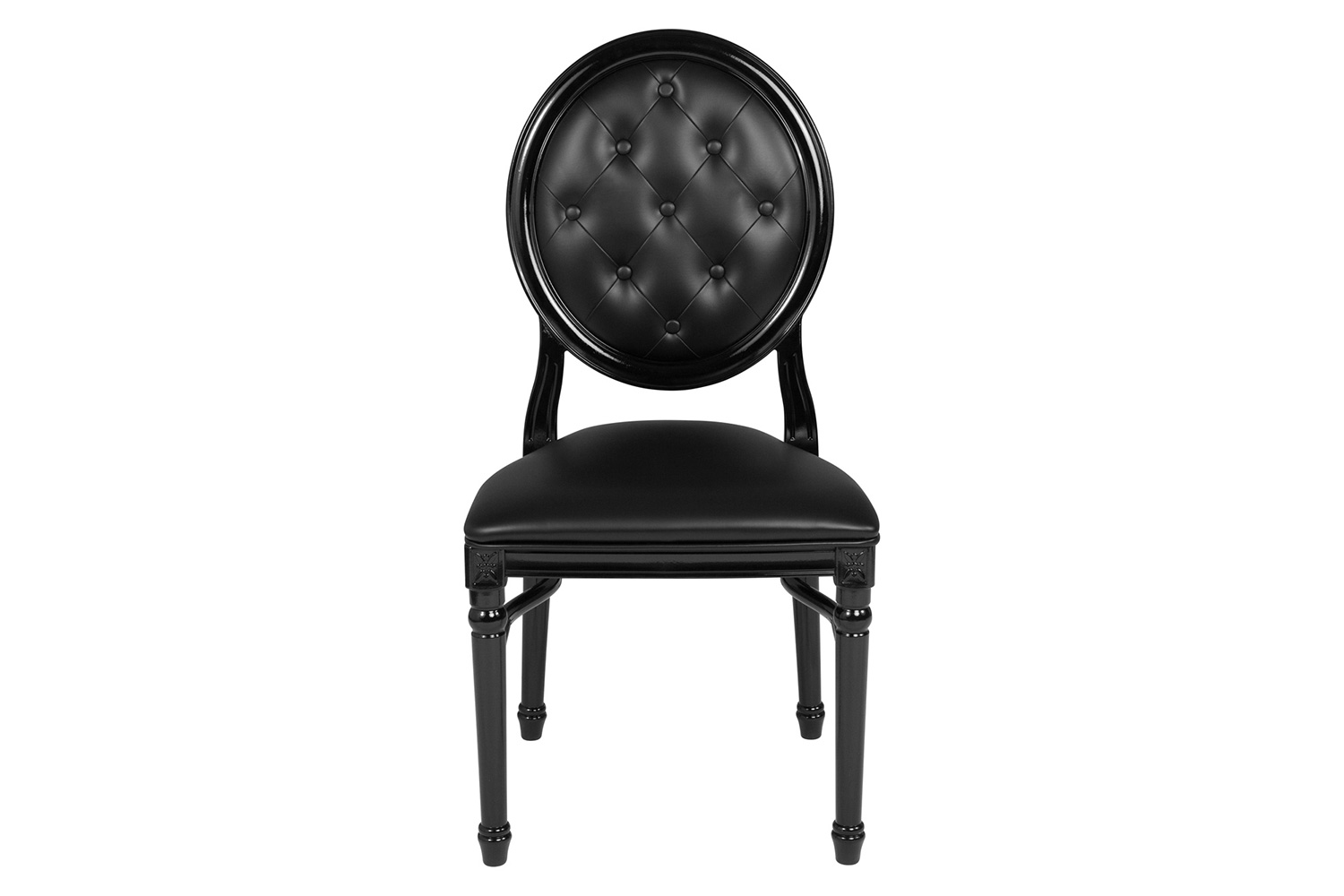 BLNK - HERCULES Series Vinyl King Louis Chair with Tufted Back, Black Seat and Black Frame