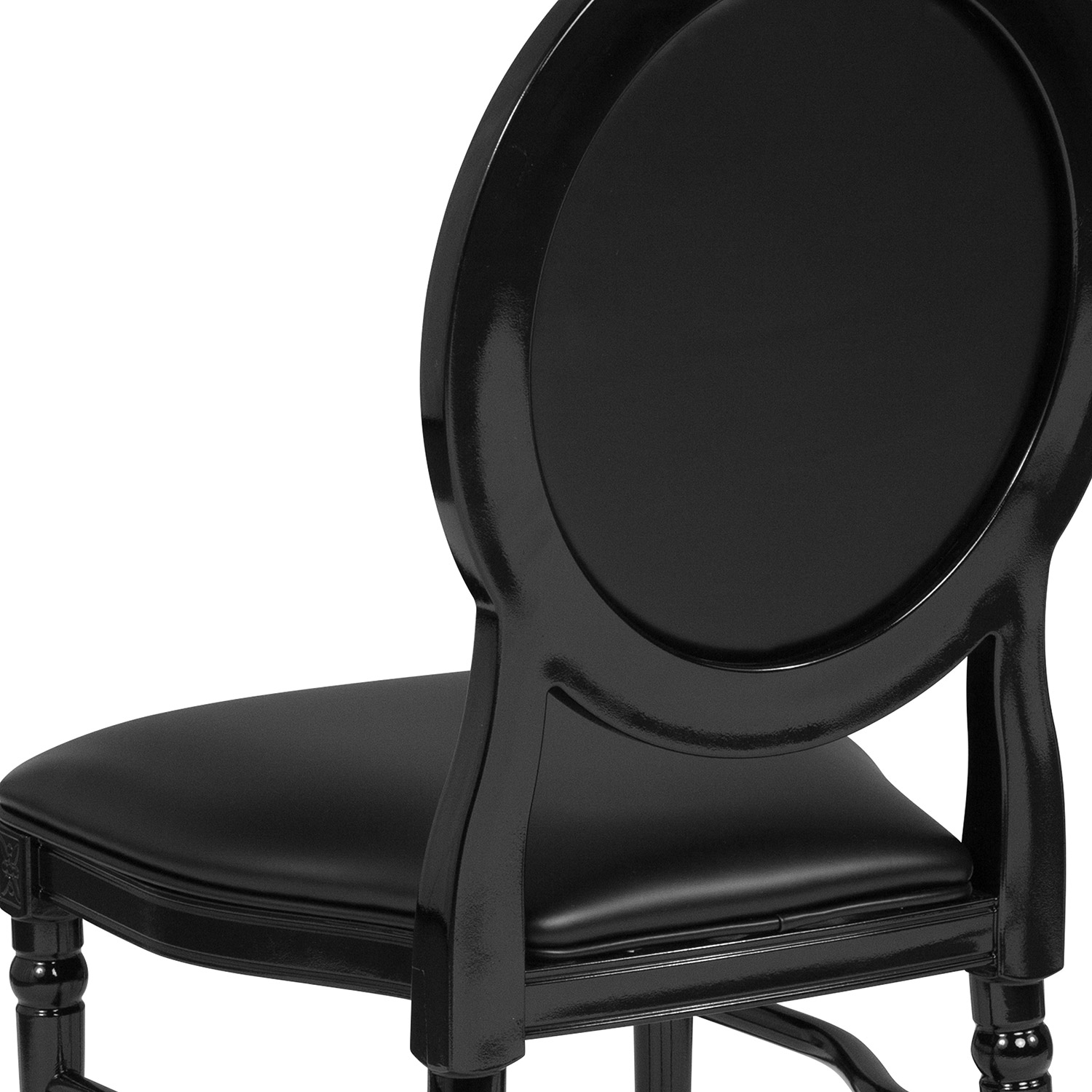 BLNK - HERCULES Series Vinyl King Louis Chair with Tufted Back, Black Seat and Black Frame