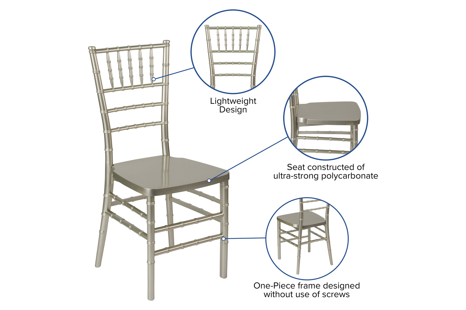 BLNK HERCULES PREMIUM Series Resin Stacking Chiavari Chair - Champagne