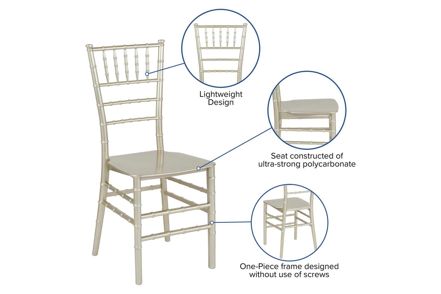 BLNK™ HERCULES Series Resin Stacking Chiavari Chair - Champagne