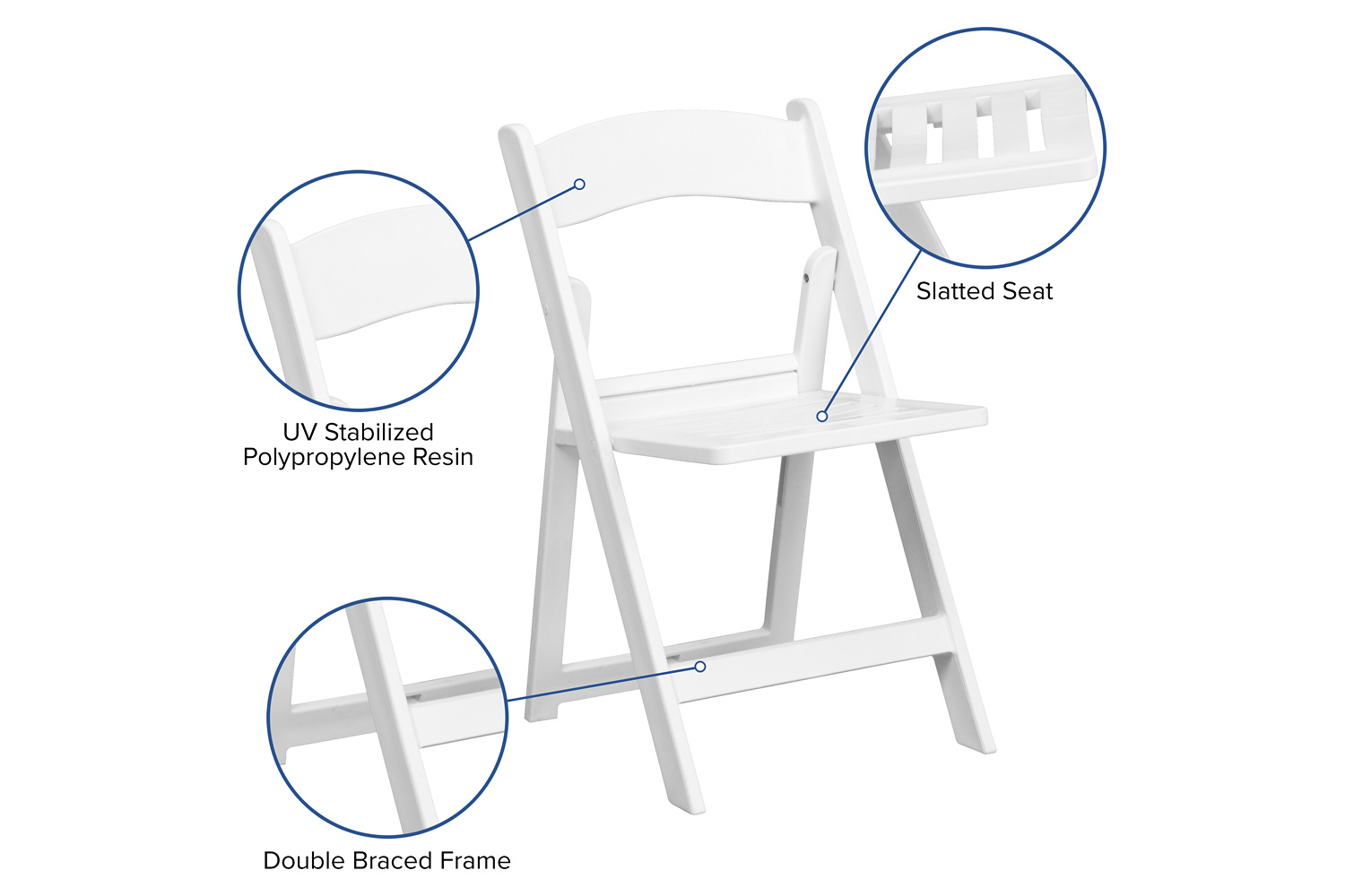 BLNK - HERCULES Series Resin Folding Chair with Slatted Seat