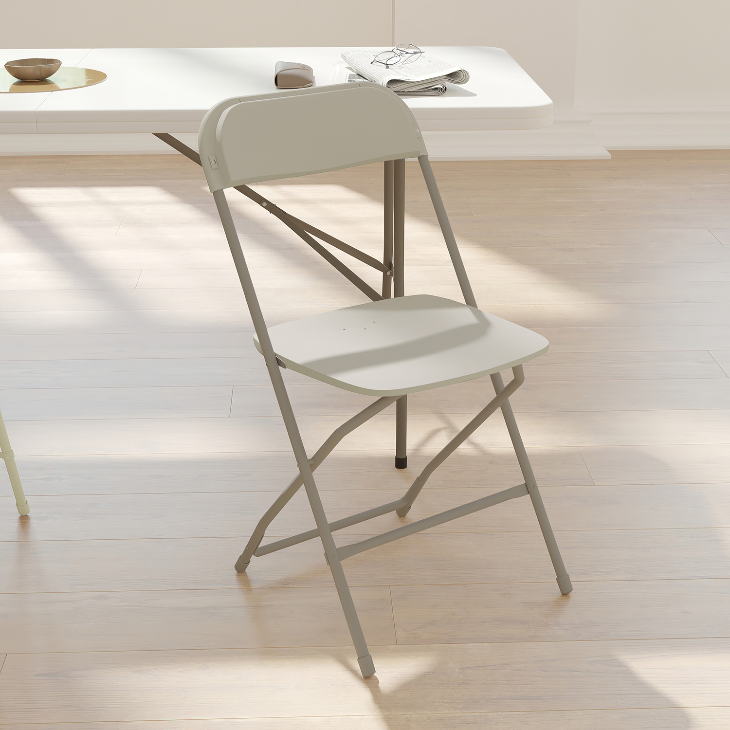 BLNK HERCULES Series Plastic Lightweight Folding Chair - Beige