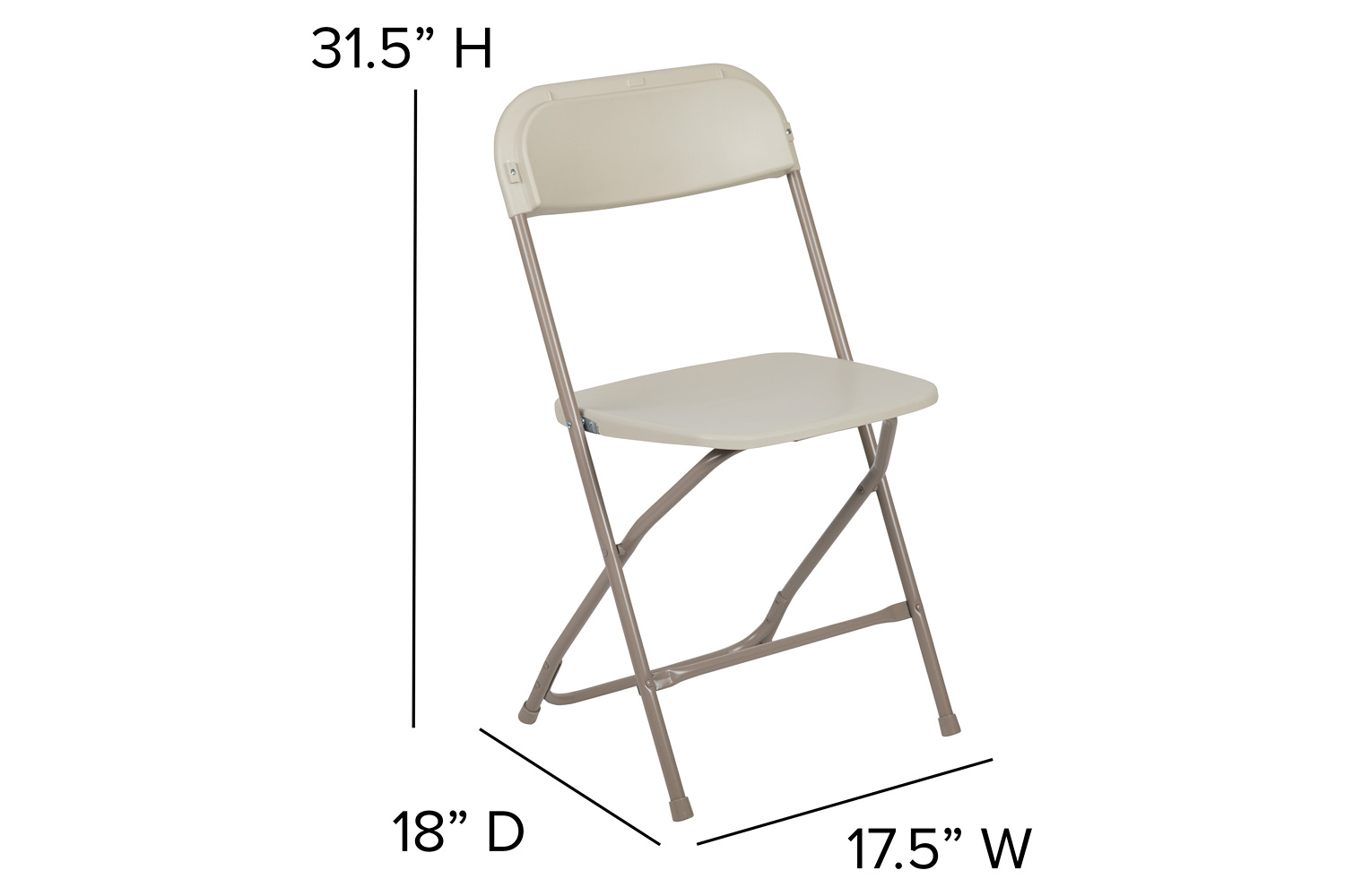 BLNK HERCULES Series Plastic Lightweight Folding Chair - Beige