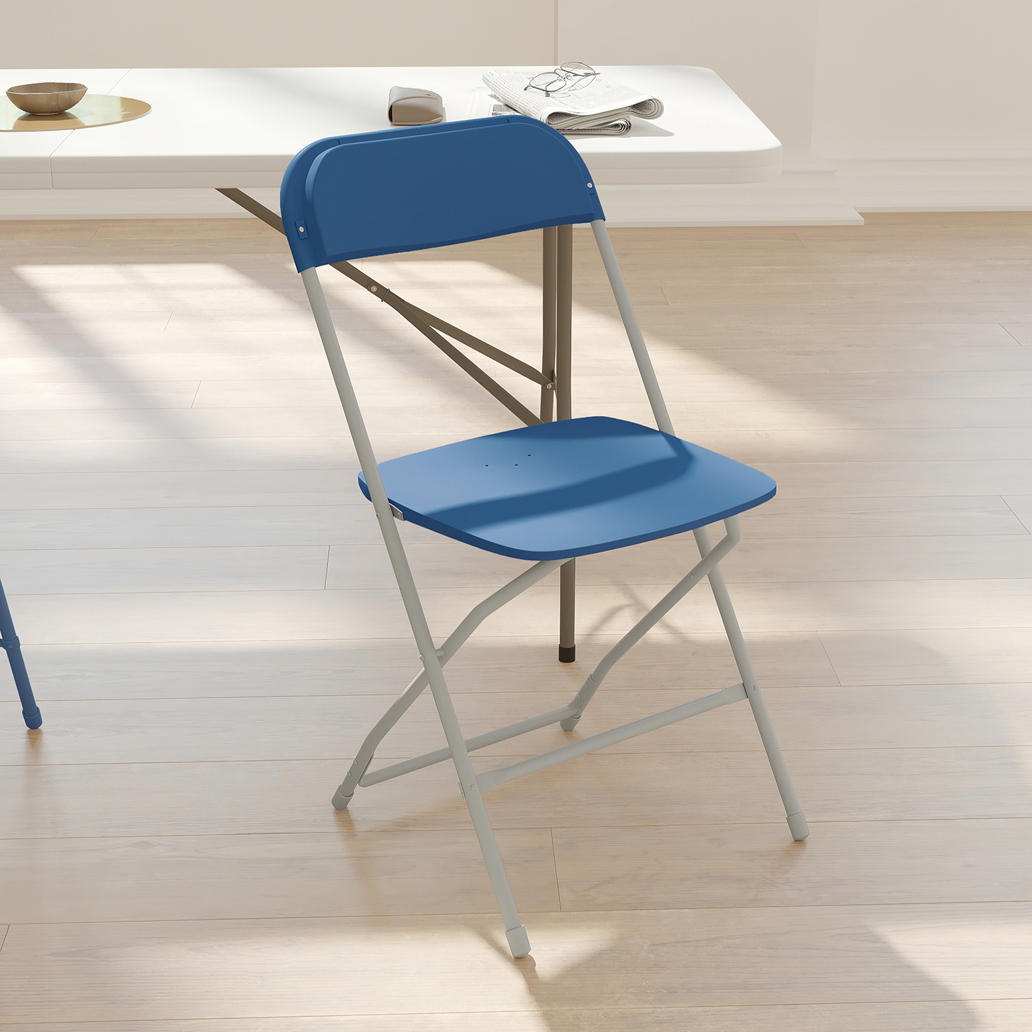 BLNK HERCULES Series Plastic Lightweight Folding Chair - Blue