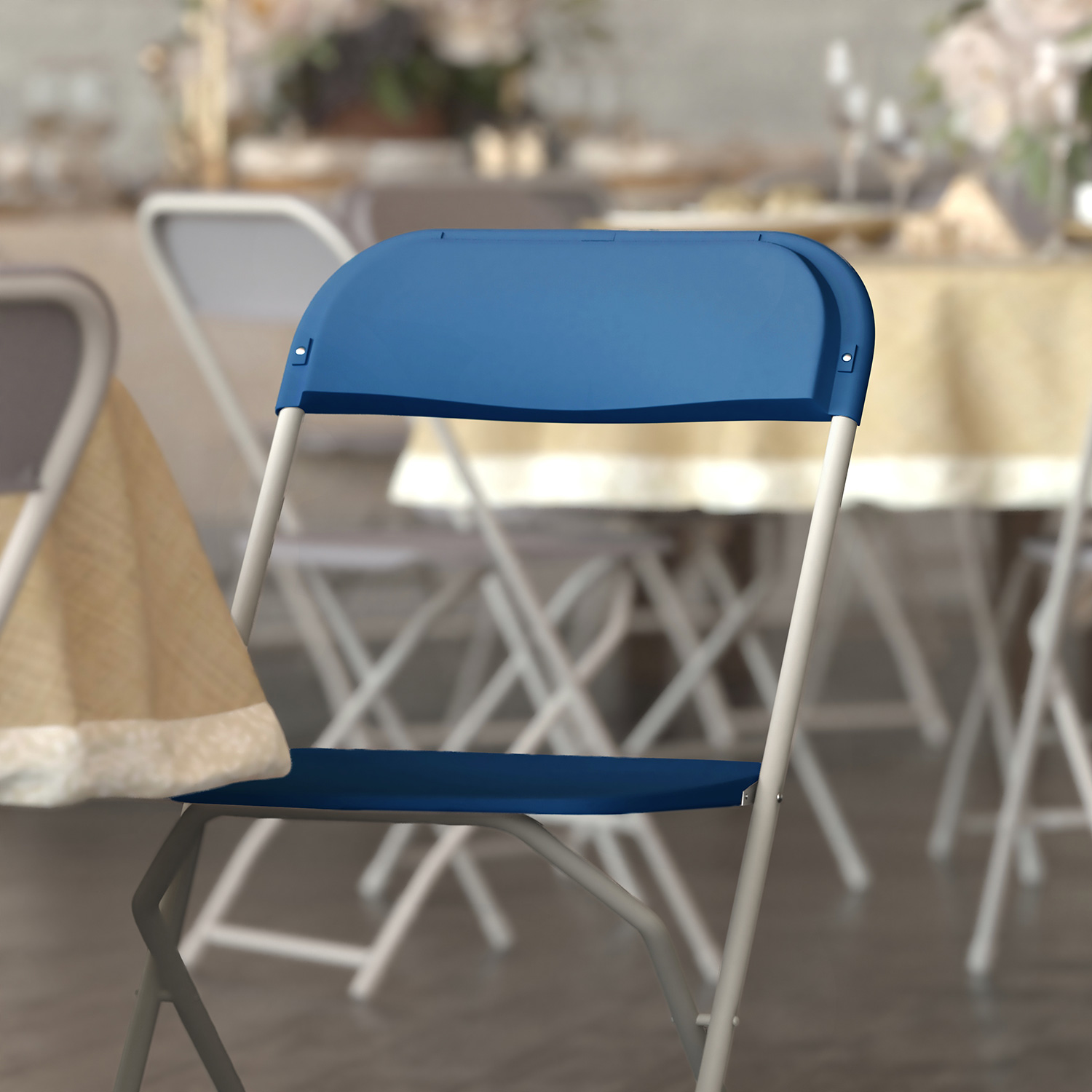 BLNK HERCULES Series Plastic Lightweight Folding Chair - Blue