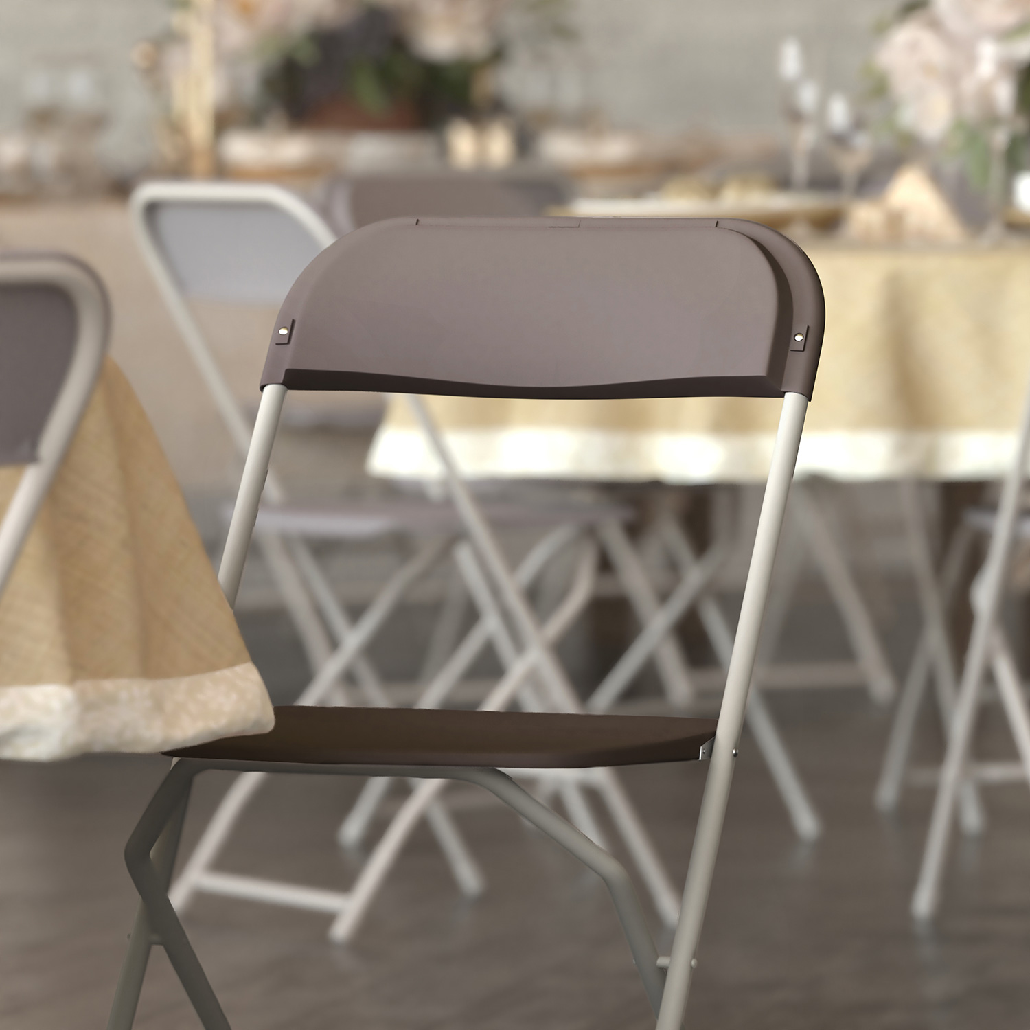 BLNK™ HERCULES Series Plastic Lightweight Folding Chair - Brown