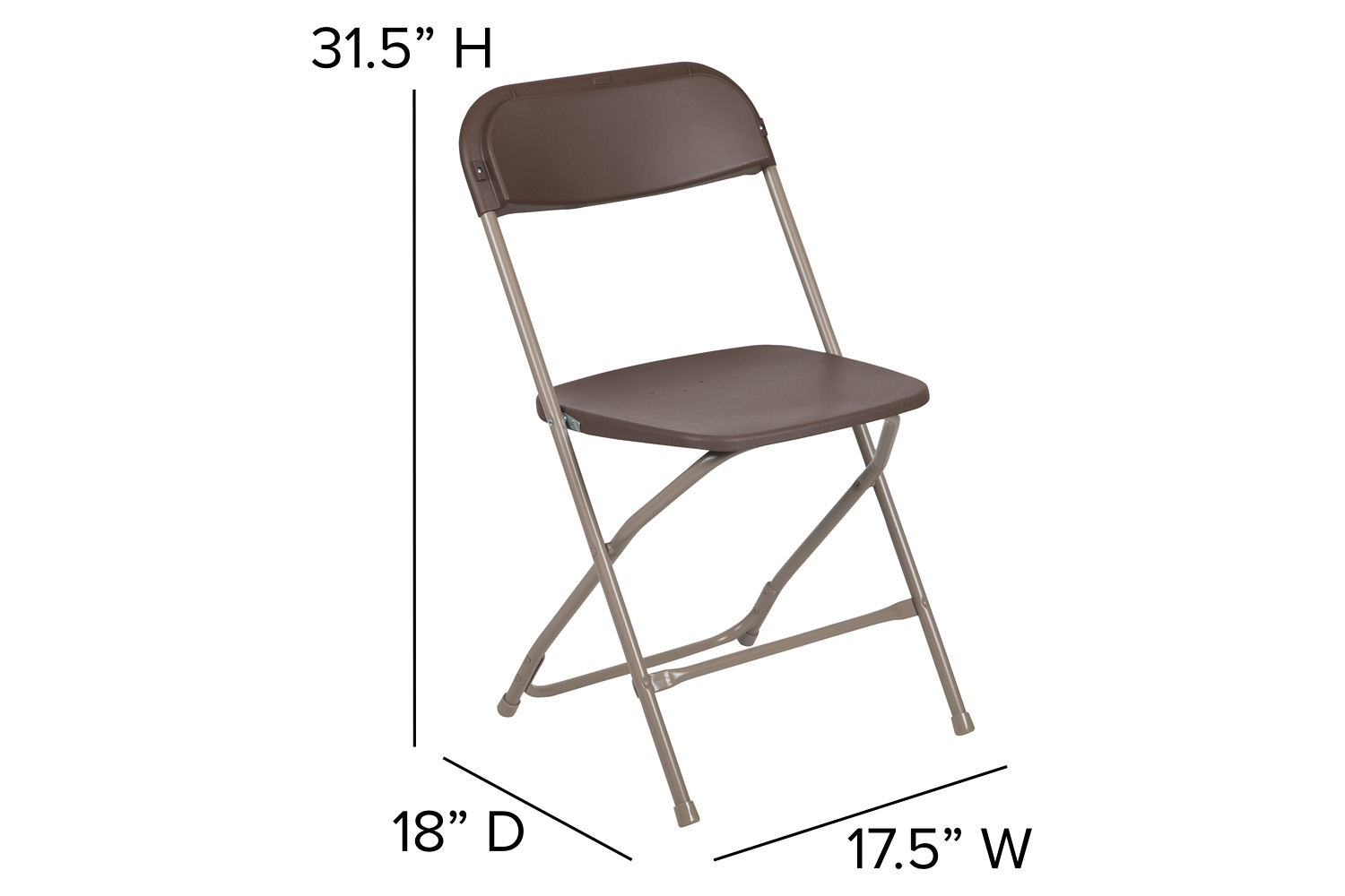 BLNK™ HERCULES Series Plastic Lightweight Folding Chair - Brown