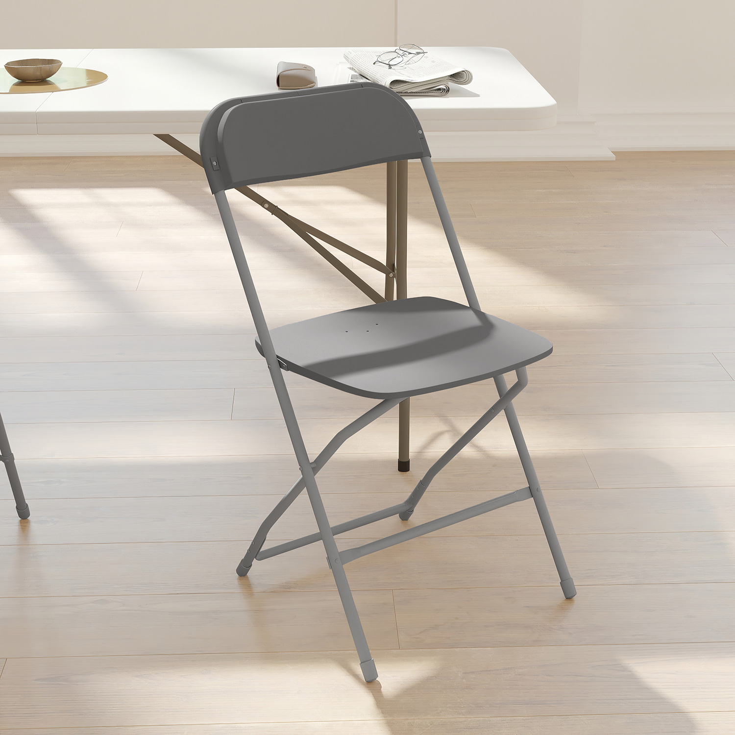 BLNK™ HERCULES Series Plastic Lightweight Folding Chair - Gray