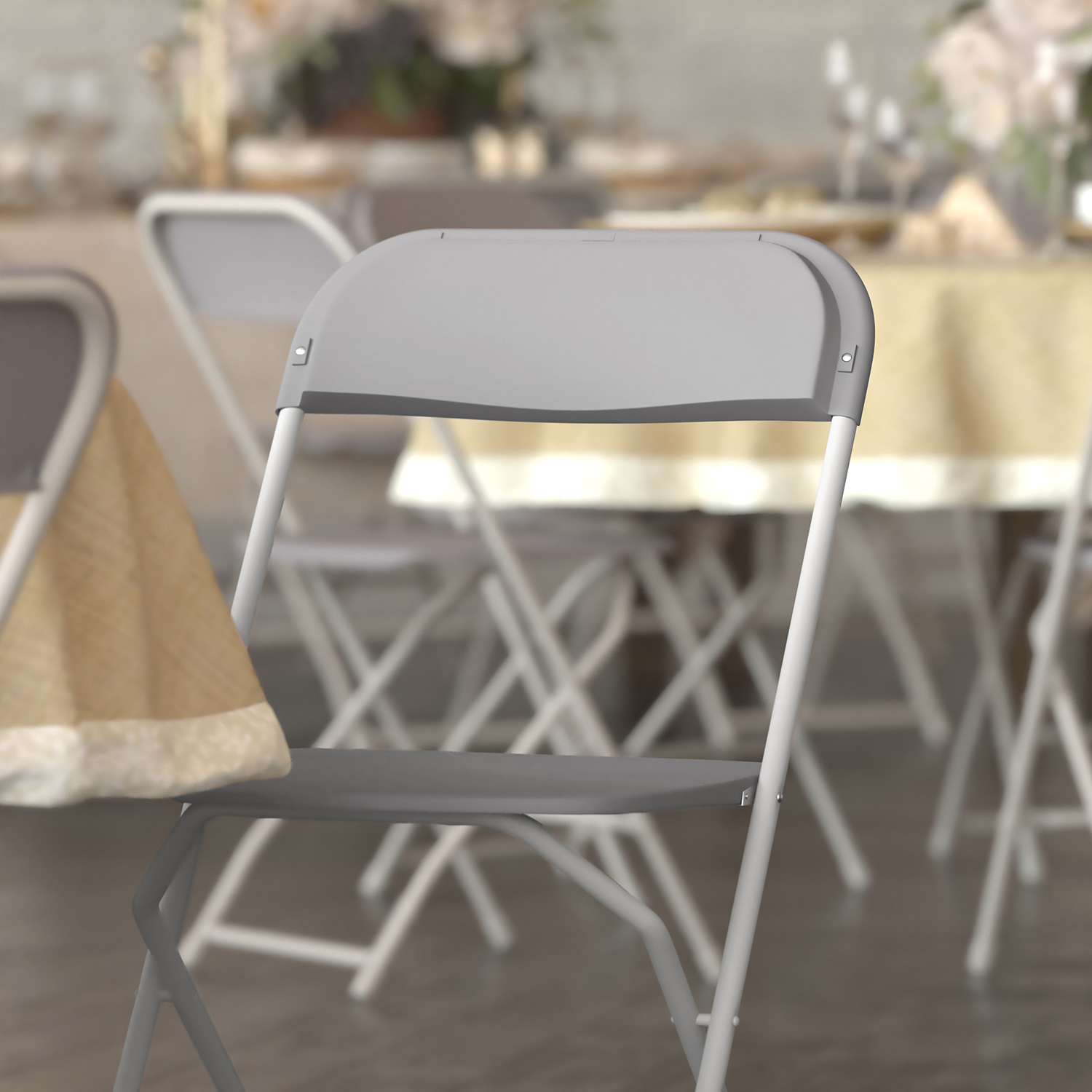 BLNK™ HERCULES Series Plastic Lightweight Folding Chair - Gray