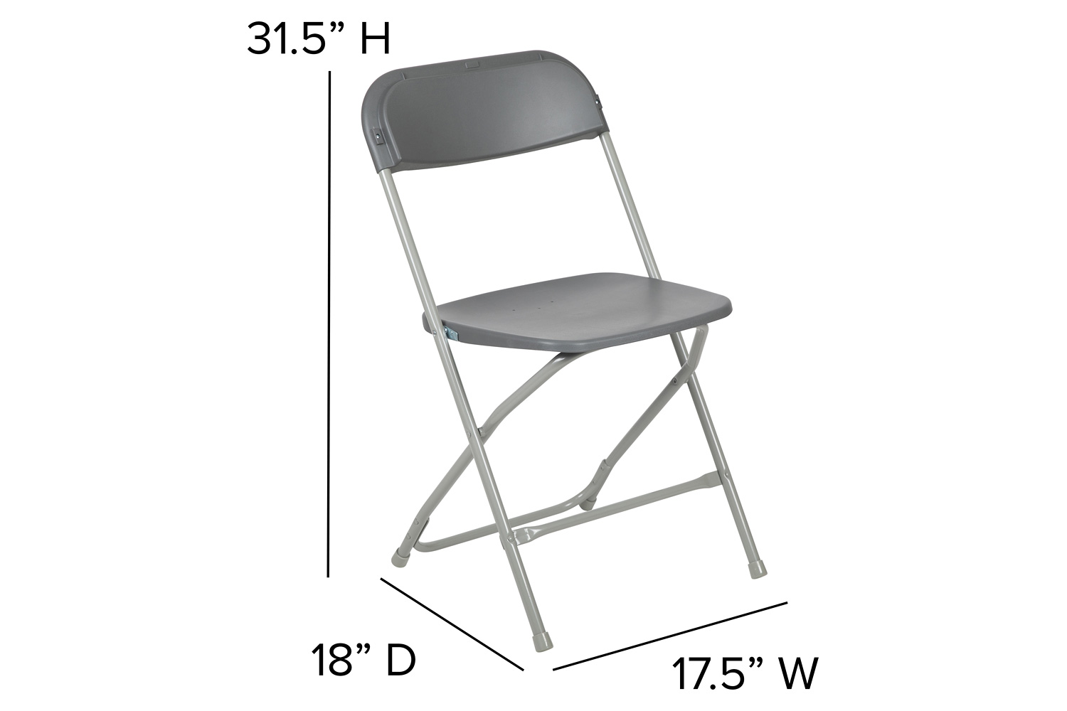 BLNK™ HERCULES Series Plastic Lightweight Folding Chair - Gray