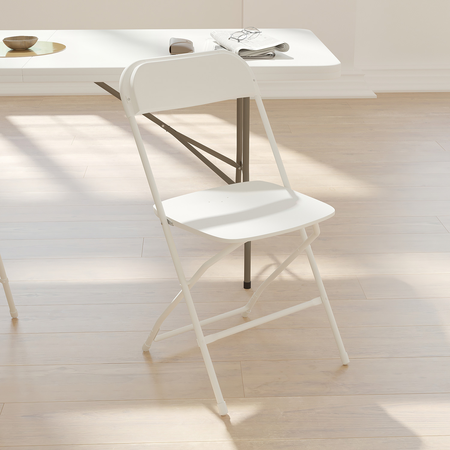 BLNK™ HERCULES Series Plastic Lightweight Folding Chair - White