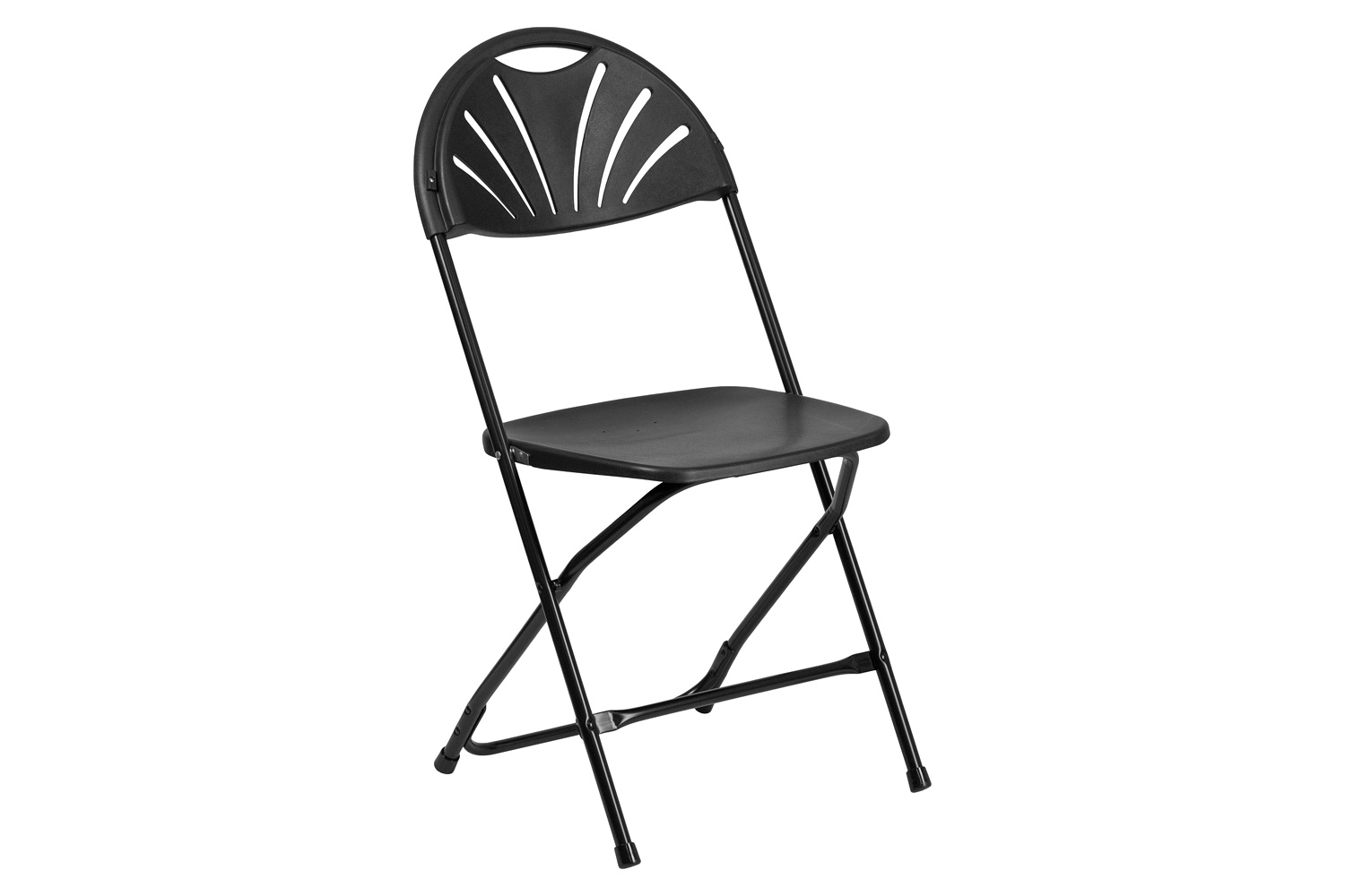 BLNK HERCULES Series Plastic Fan Back Folding Chair - Black