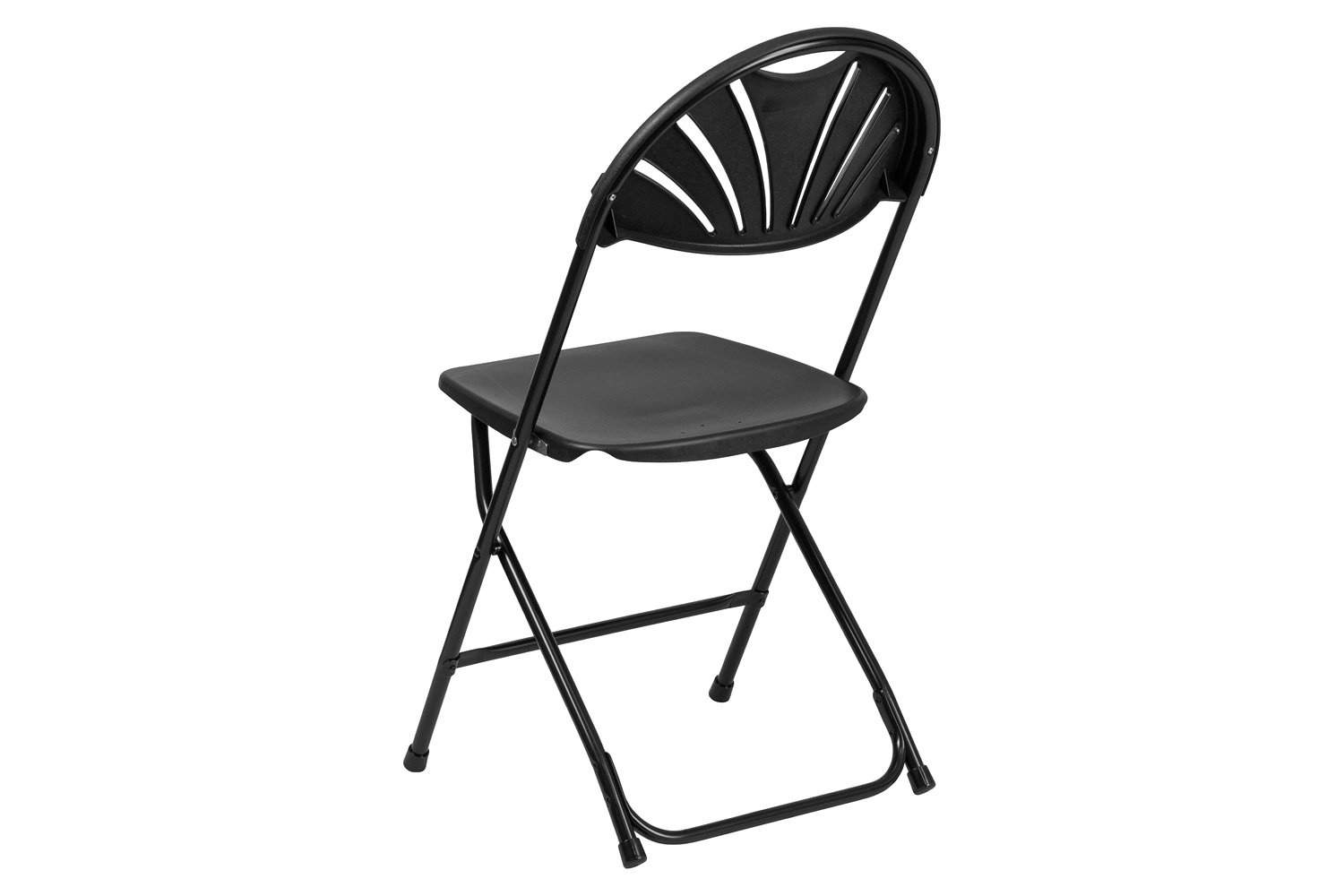 BLNK HERCULES Series Plastic Fan Back Folding Chair - Black