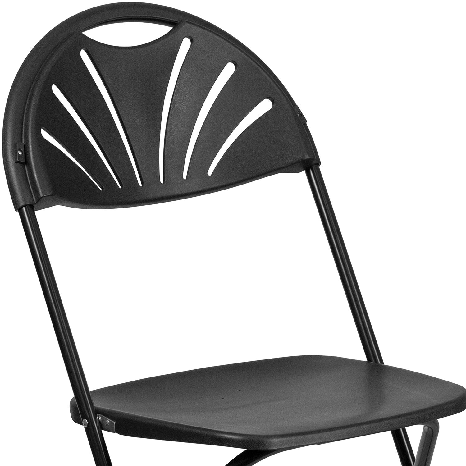 BLNK HERCULES Series Plastic Fan Back Folding Chair - Black