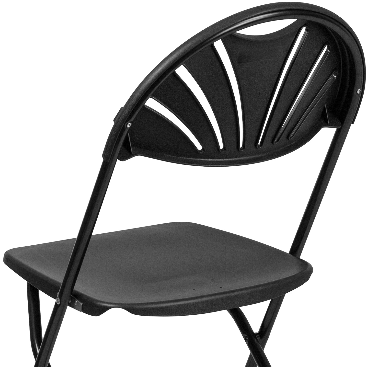 BLNK HERCULES Series Plastic Fan Back Folding Chair - Black