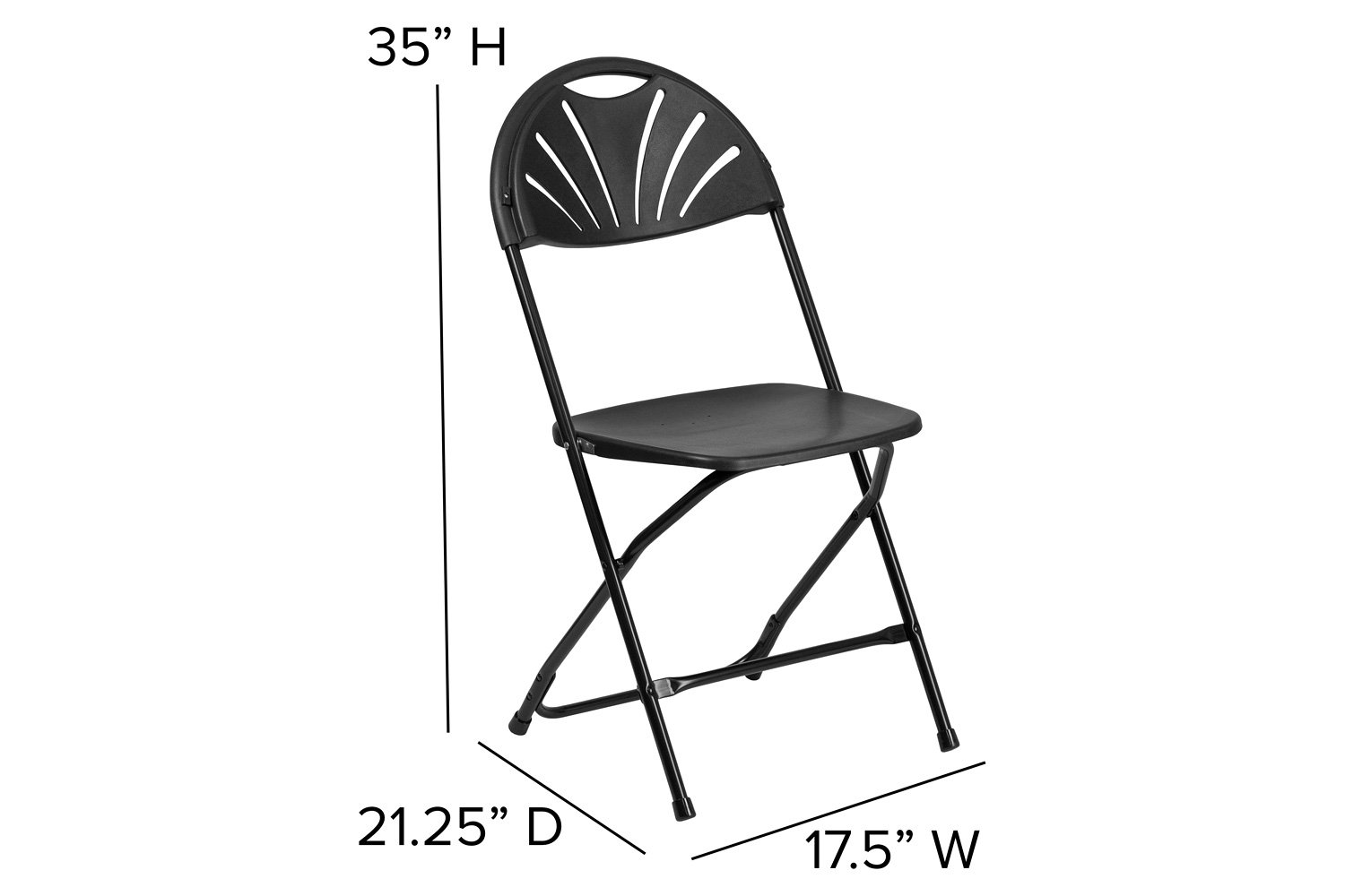 BLNK HERCULES Series Plastic Fan Back Folding Chair - Black