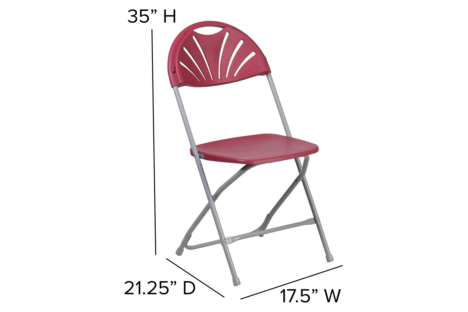 BLNK™ HERCULES Series Plastic Fan Back Folding Chair - Burgundy