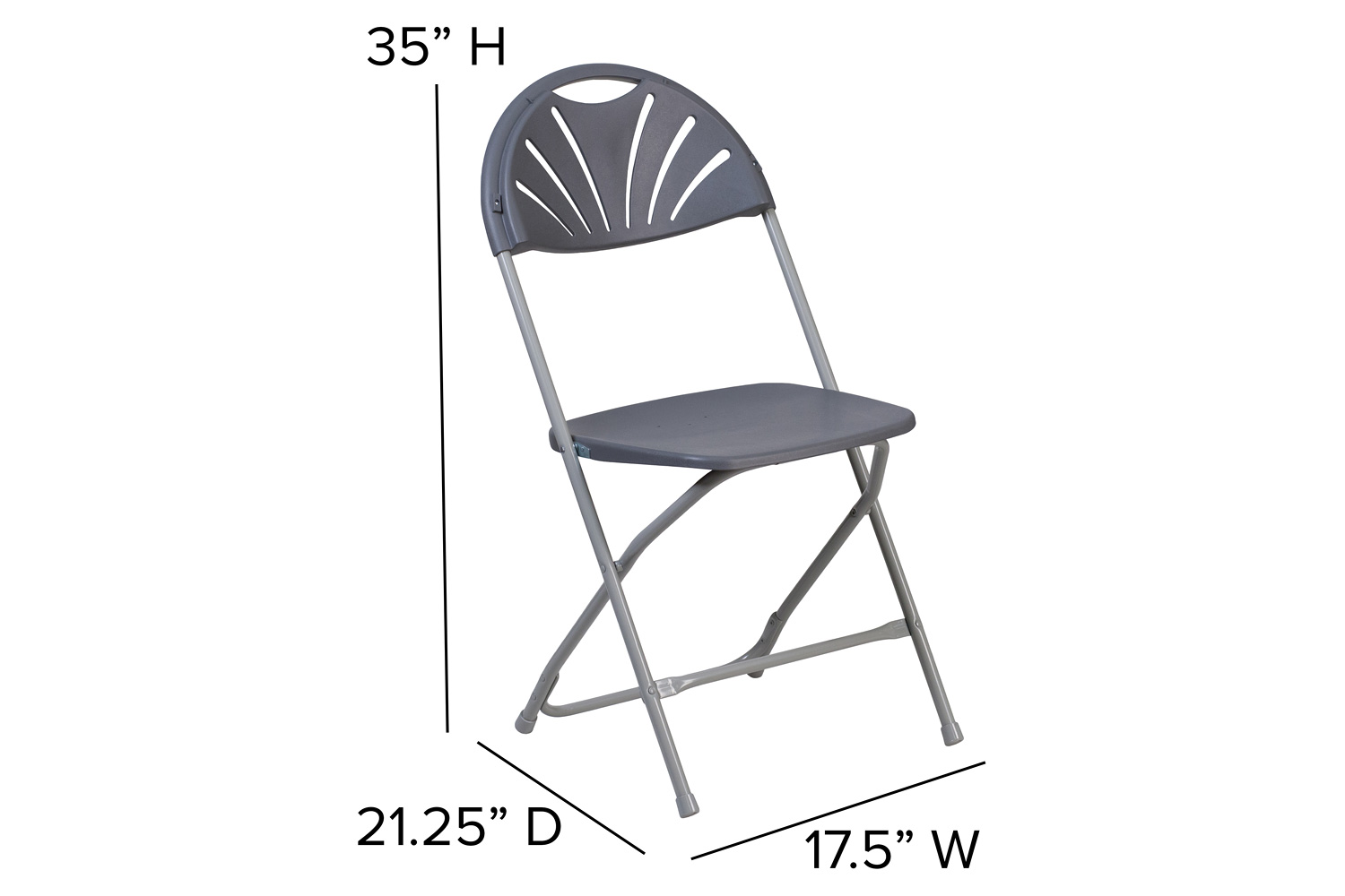 BLNK HERCULES Series Plastic Fan Back Folding Chair - Charcoal