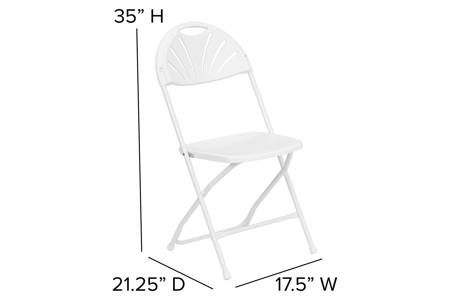 BLNK HERCULES Series Plastic Fan Back Folding Chair - White