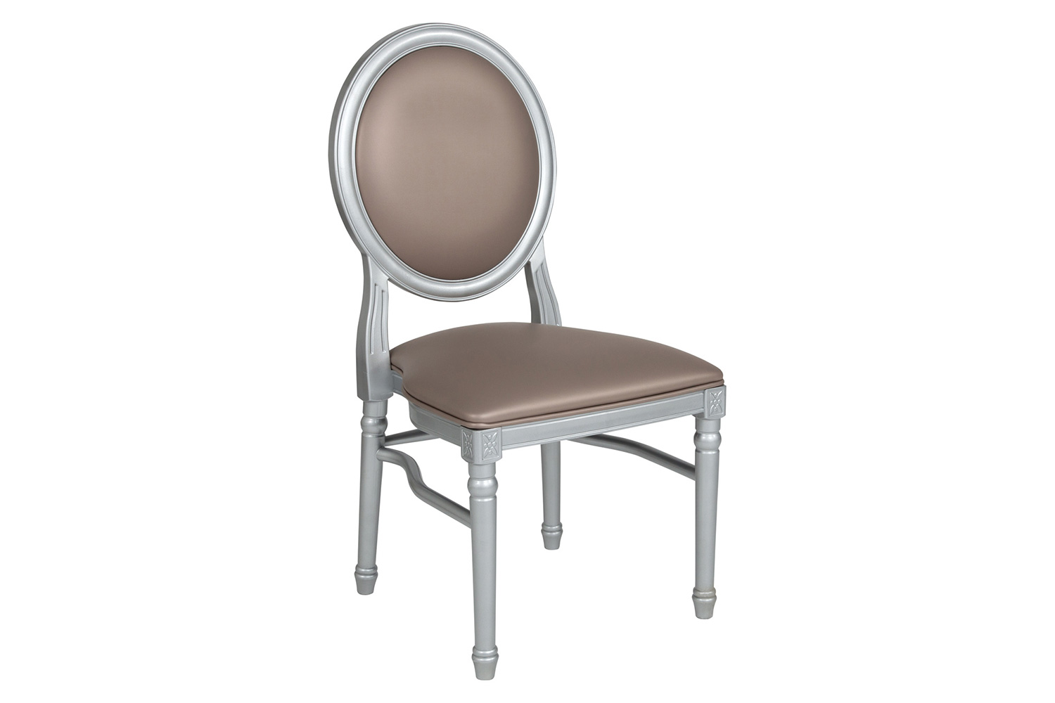 BLNK - HERCULES Series Vinyl King Louis Chair with Taupe Back and Seat and Silver Frame