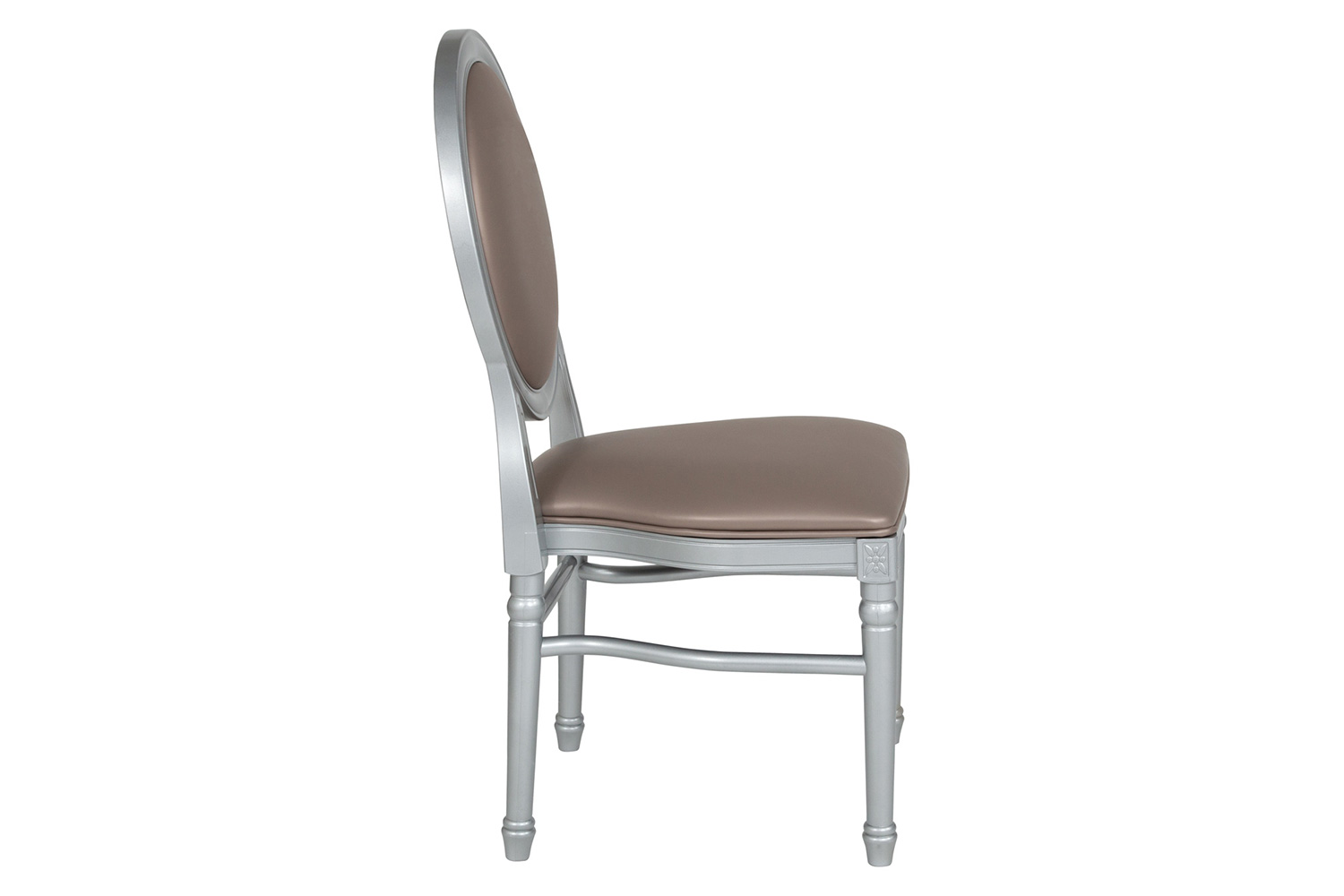 BLNK - HERCULES Series Vinyl King Louis Chair with Taupe Back and Seat and Silver Frame