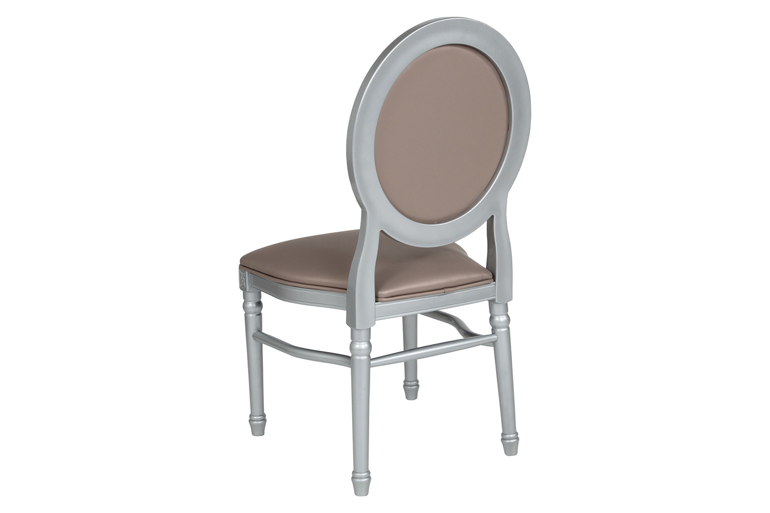 BLNK - HERCULES Series Vinyl King Louis Chair with Taupe Back and Seat and Silver Frame