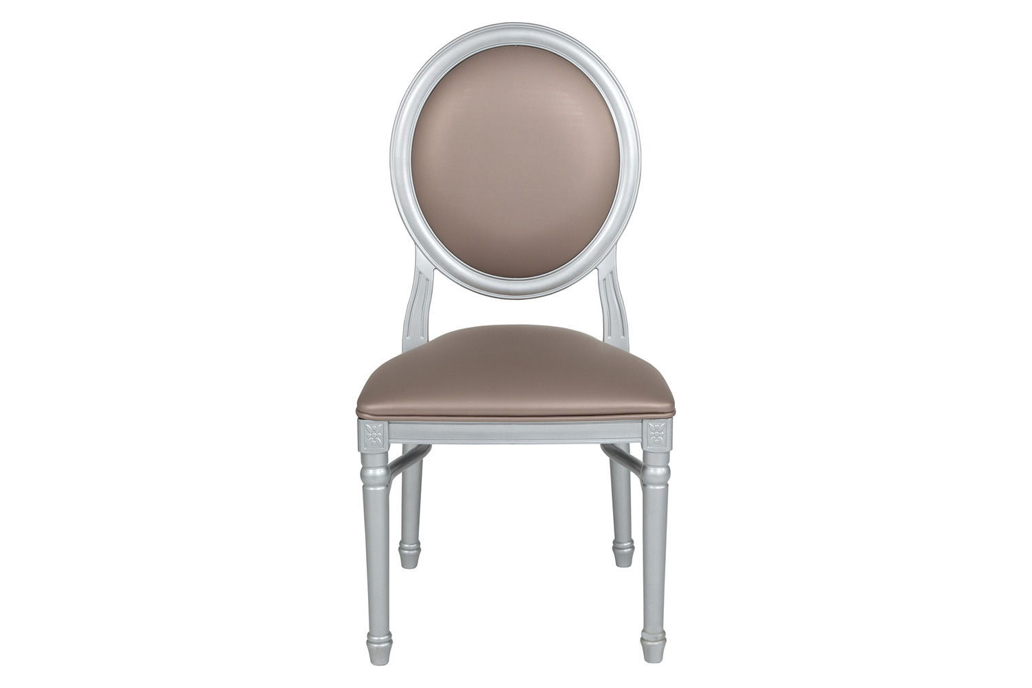 BLNK - HERCULES Series Vinyl King Louis Chair with Taupe Back and Seat and Silver Frame