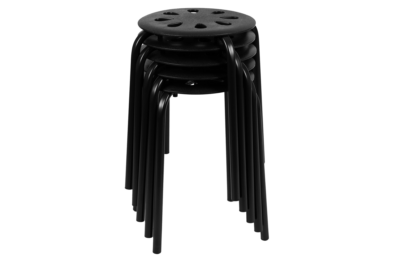 BLNK Bailey Plastic Nesting Stack Stools 5 Pack - Black, 17.5"H Seat