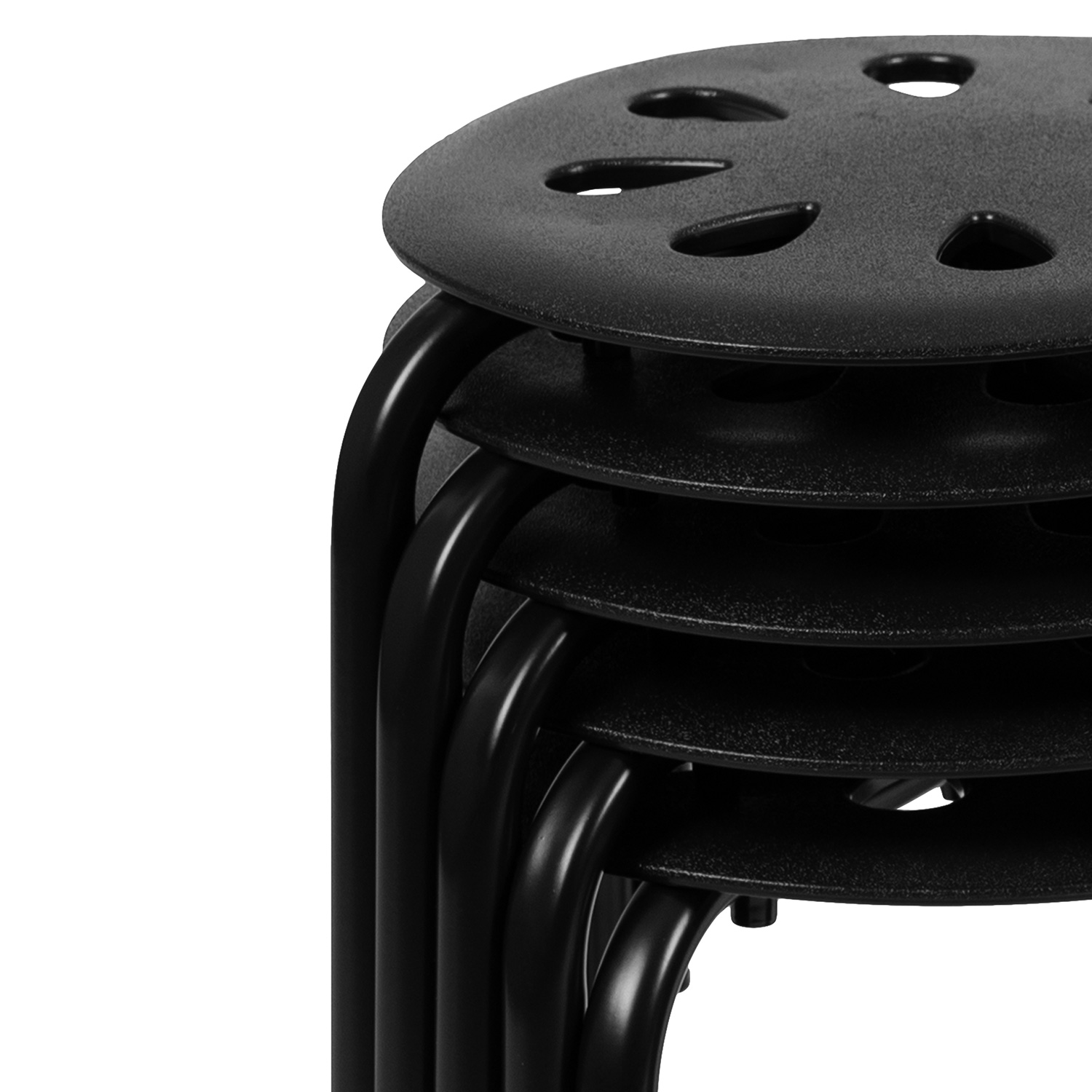 BLNK Bailey Plastic Nesting Stack Stools 5 Pack - Black, 17.5"H Seat