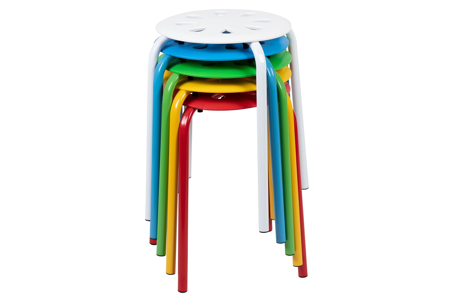 BLNK Bailey Plastic Nesting Stack Stools 5 Pack - Assorted, 17.5"H Seat