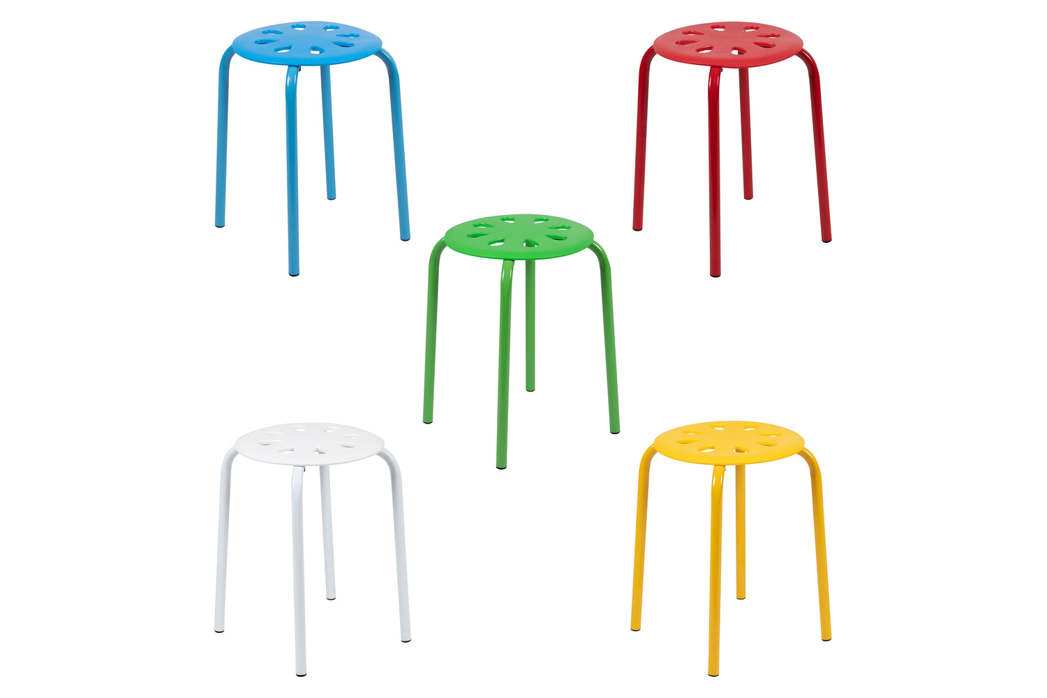 BLNK Bailey Plastic Nesting Stack Stools 5 Pack - Assorted, 17.5"H Seat