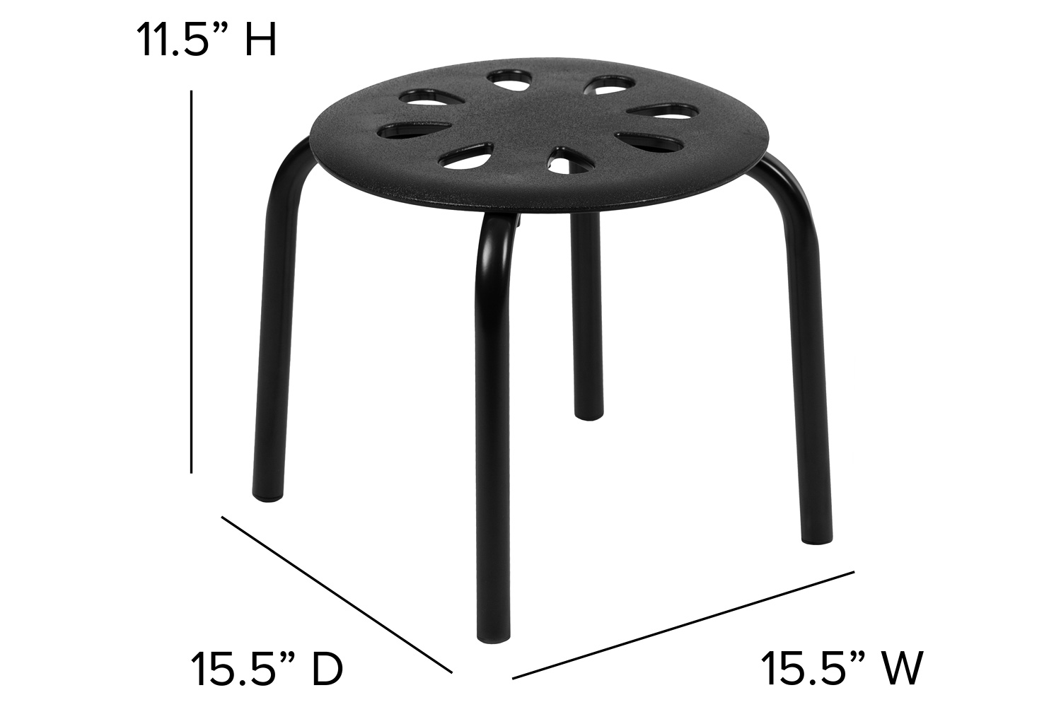 BLNK Bailey Plastic Nesting Stack Stools 5 Pack - Black, 11.5"H Seat