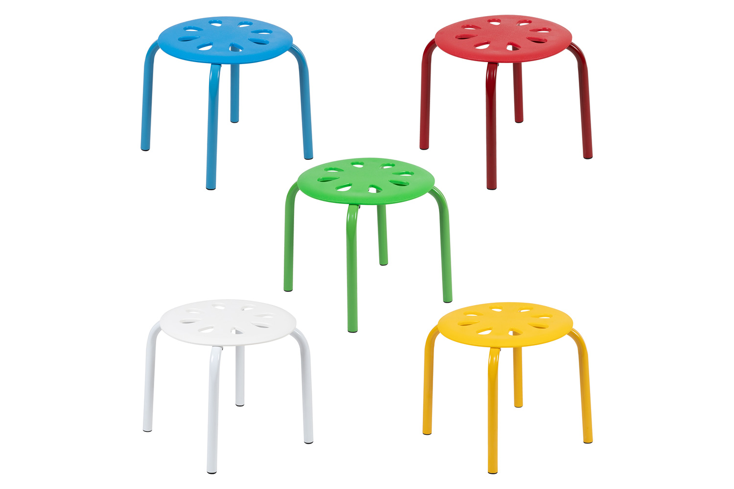 BLNK Bailey Plastic Nesting Stack Stools 5 Pack - Assorted, 11.5"H Seat