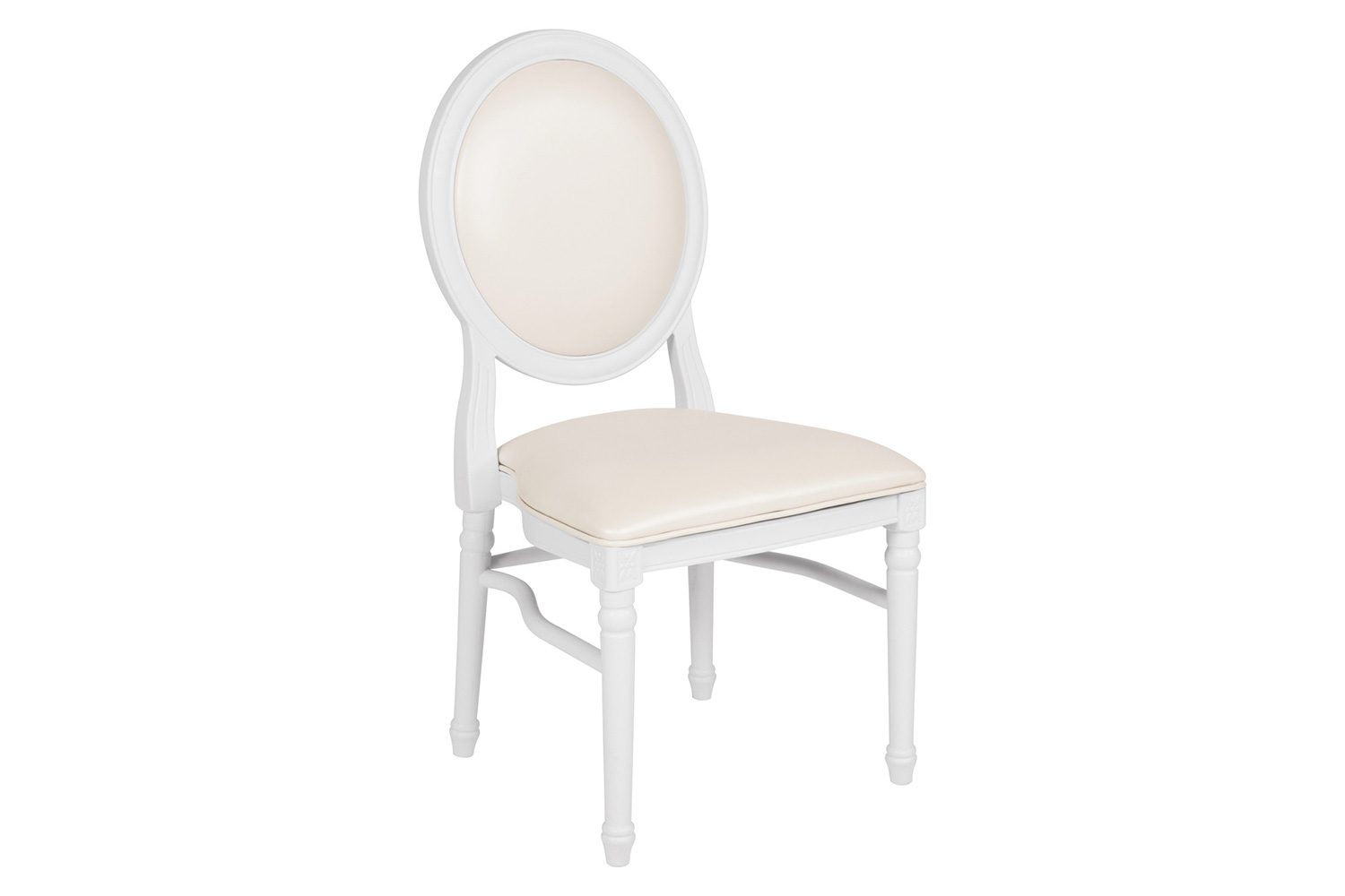 BLNK - HERCULES Series Vinyl King Louis Chair with White Back and Seat and White Frame