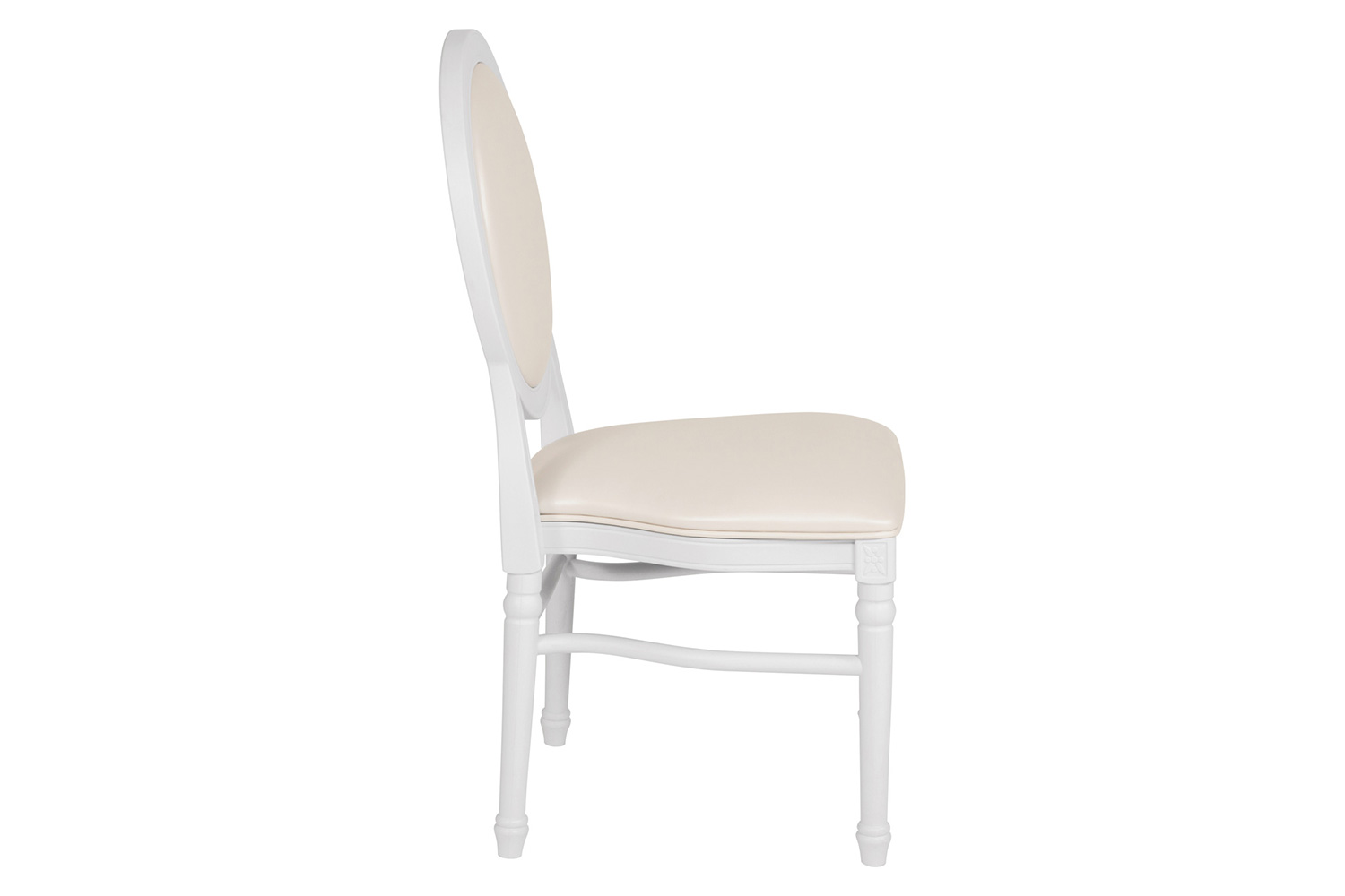 BLNK - HERCULES Series Vinyl King Louis Chair with White Back and Seat and White Frame